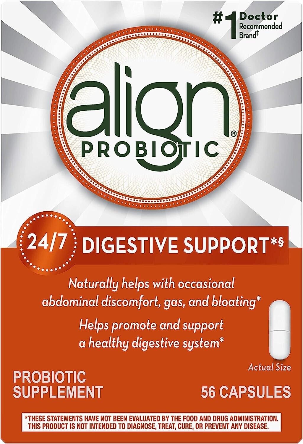 Align Probiotic Supplement 1-Billion CFU Daily Digestive Health Support 56 Caps