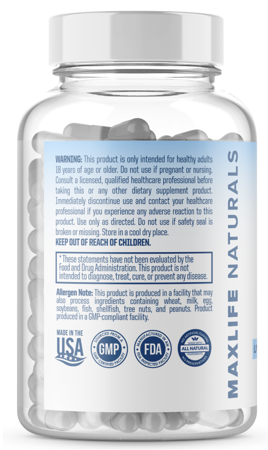 MAXLIFE TUDCA 1500 60 Caps (750mg per Cap) MAXIMUM STRENGTH PREMIUM GRADE!