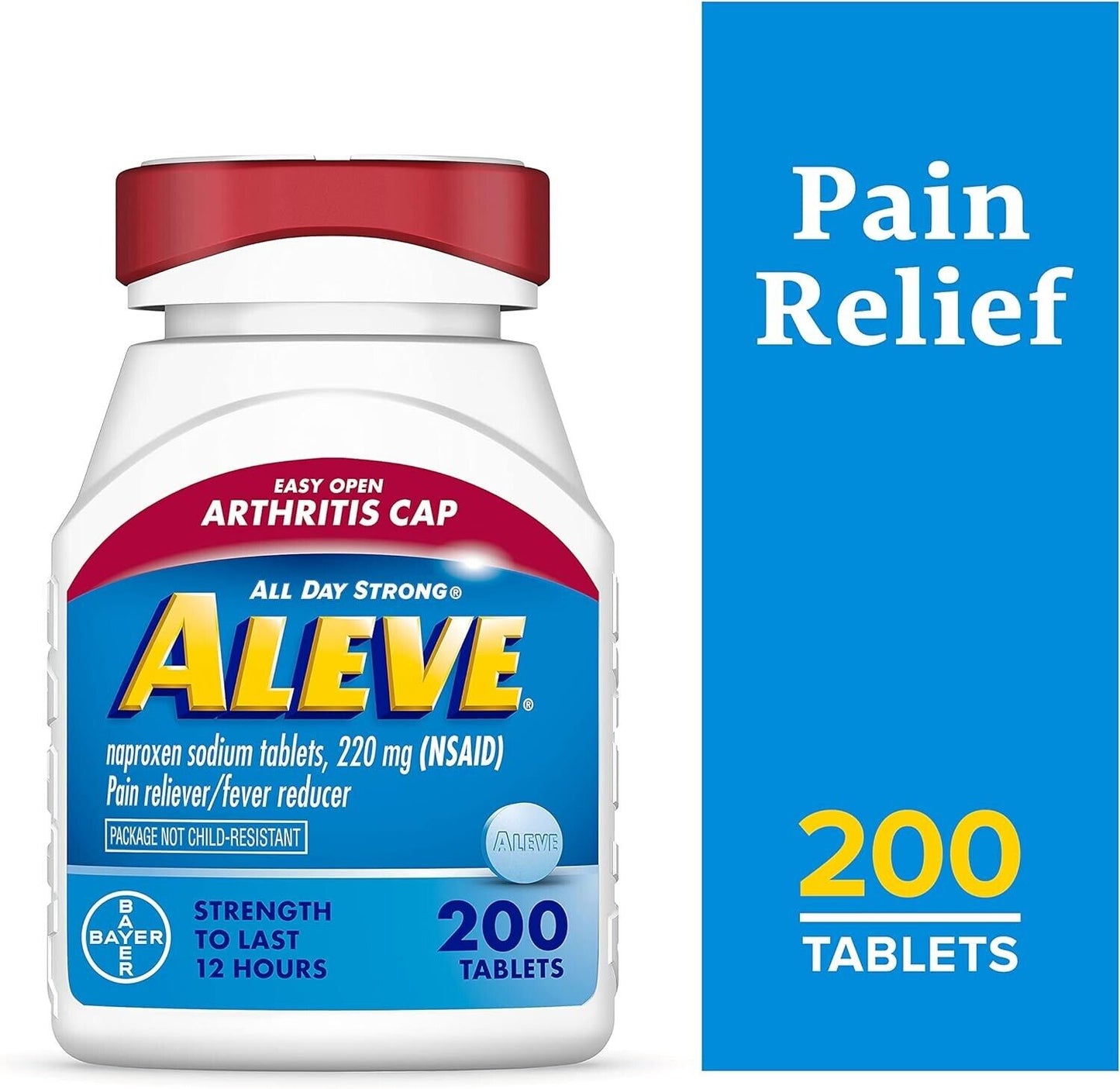 Aleve Easy-Open Arthritis Cap 200 Tablet 12HR Headache Pain Relief Fever Reducer