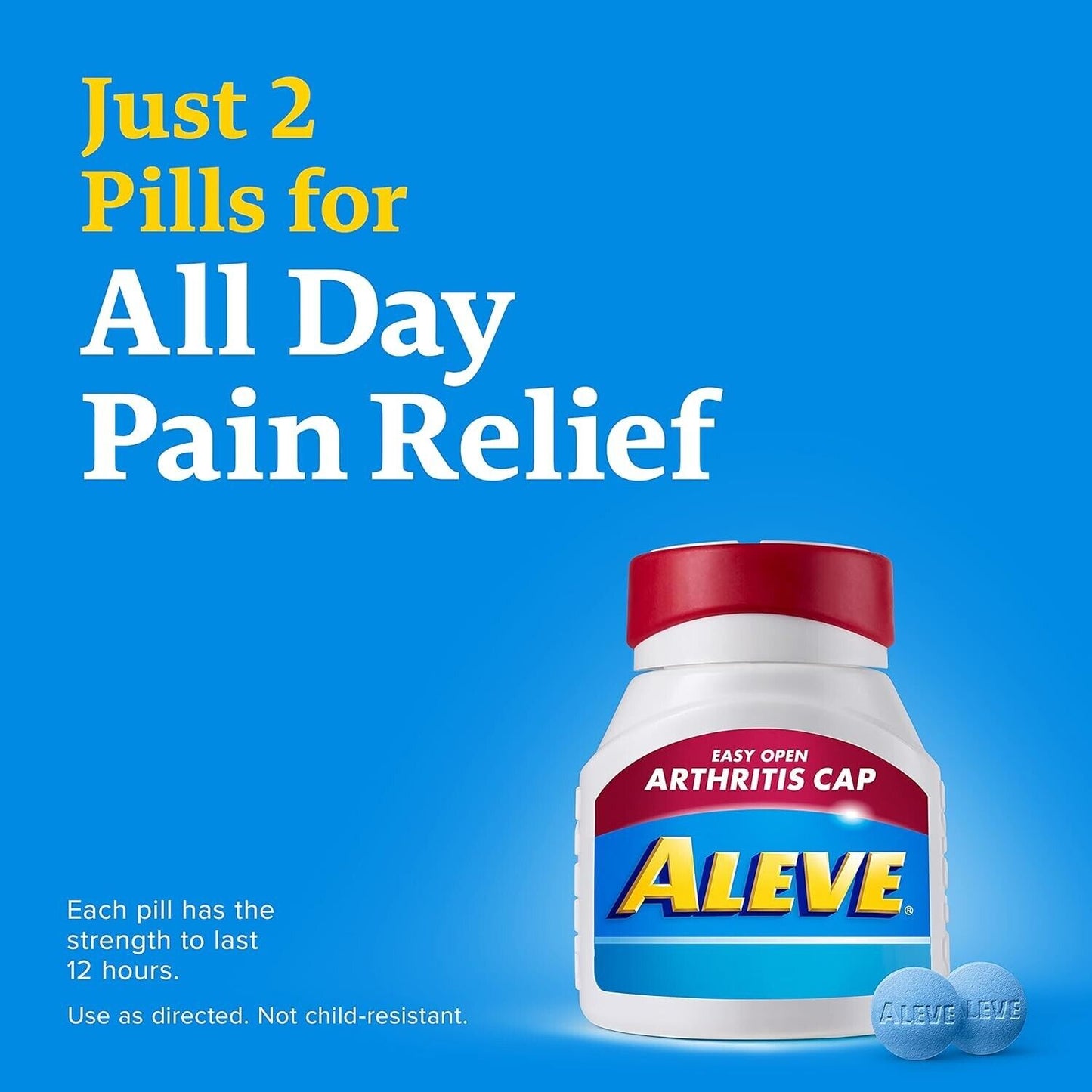 Aleve Easy-Open Arthritis Cap 200 Tablet 12HR Headache Pain Relief Fever Reducer