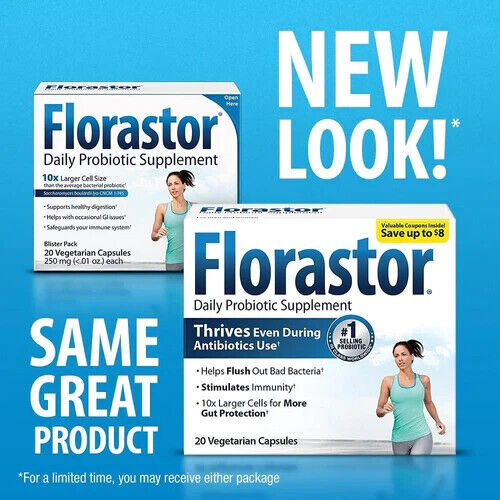 Florastor Daily Probiotic Supplement Digestive Health for Men & Women - 20 Caps