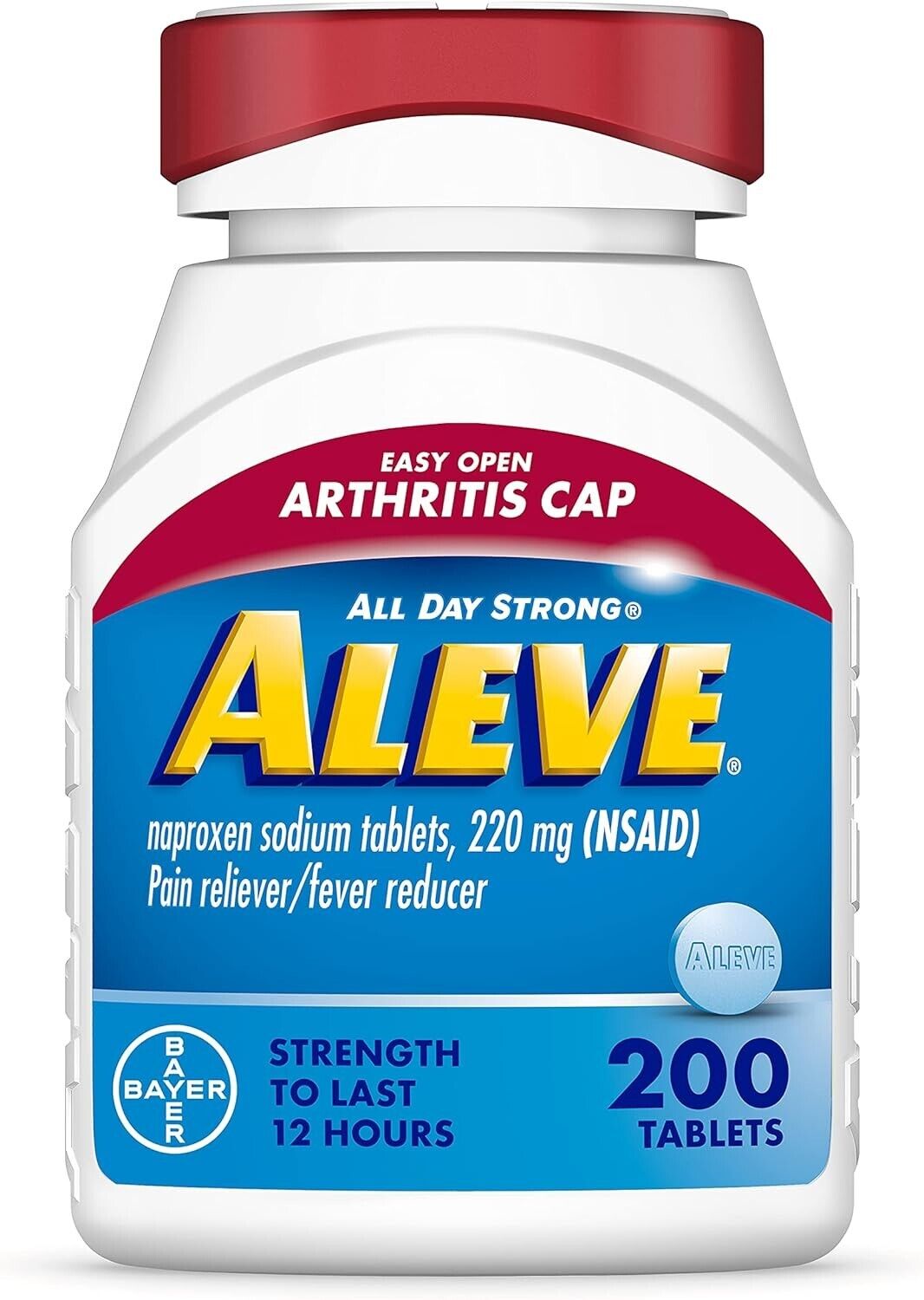 Aleve Easy-Open Arthritis Cap 200 Tablet 12HR Headache Pain Relief Fever Reducer