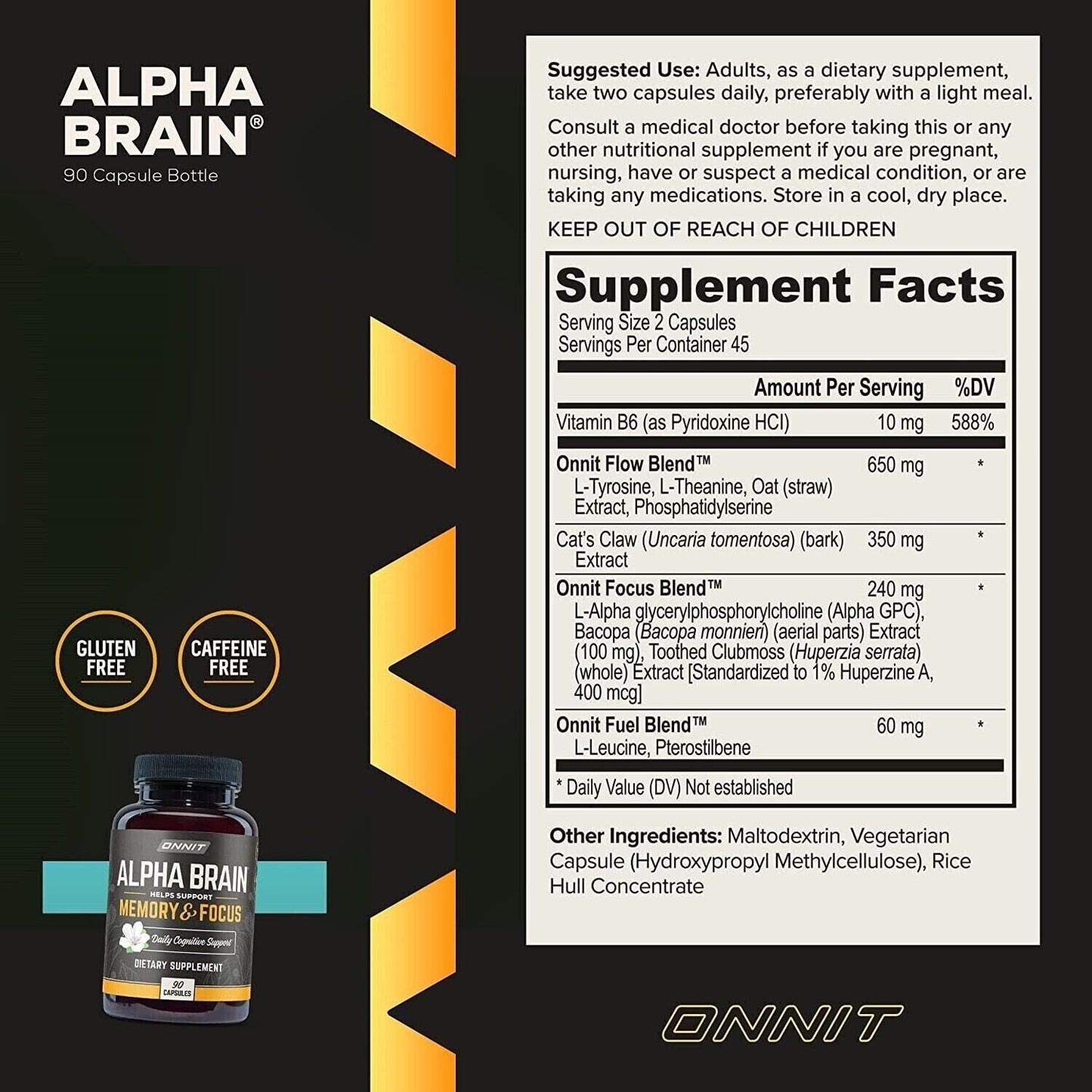ONNIT Alpha BRAIN 90 Capsules GPC Huperzine Joe Rogan JRE - FREE EXPRESS POST!