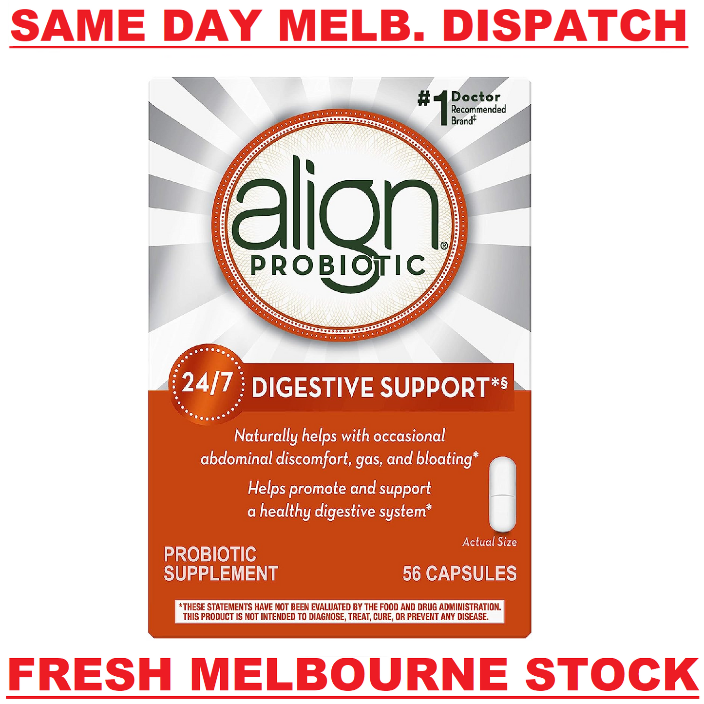 Align Probiotic Supplement 1-Billion CFU Daily Digestive Health Support 56 Caps