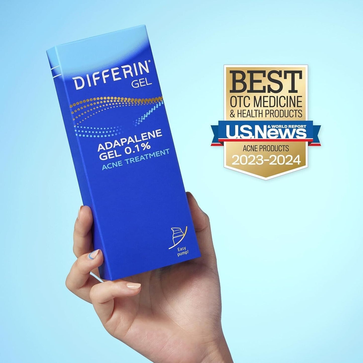 Differin 0.1% Adapalene Gel Maximum Strength Acne Treatment 15g | Pump Bottle
