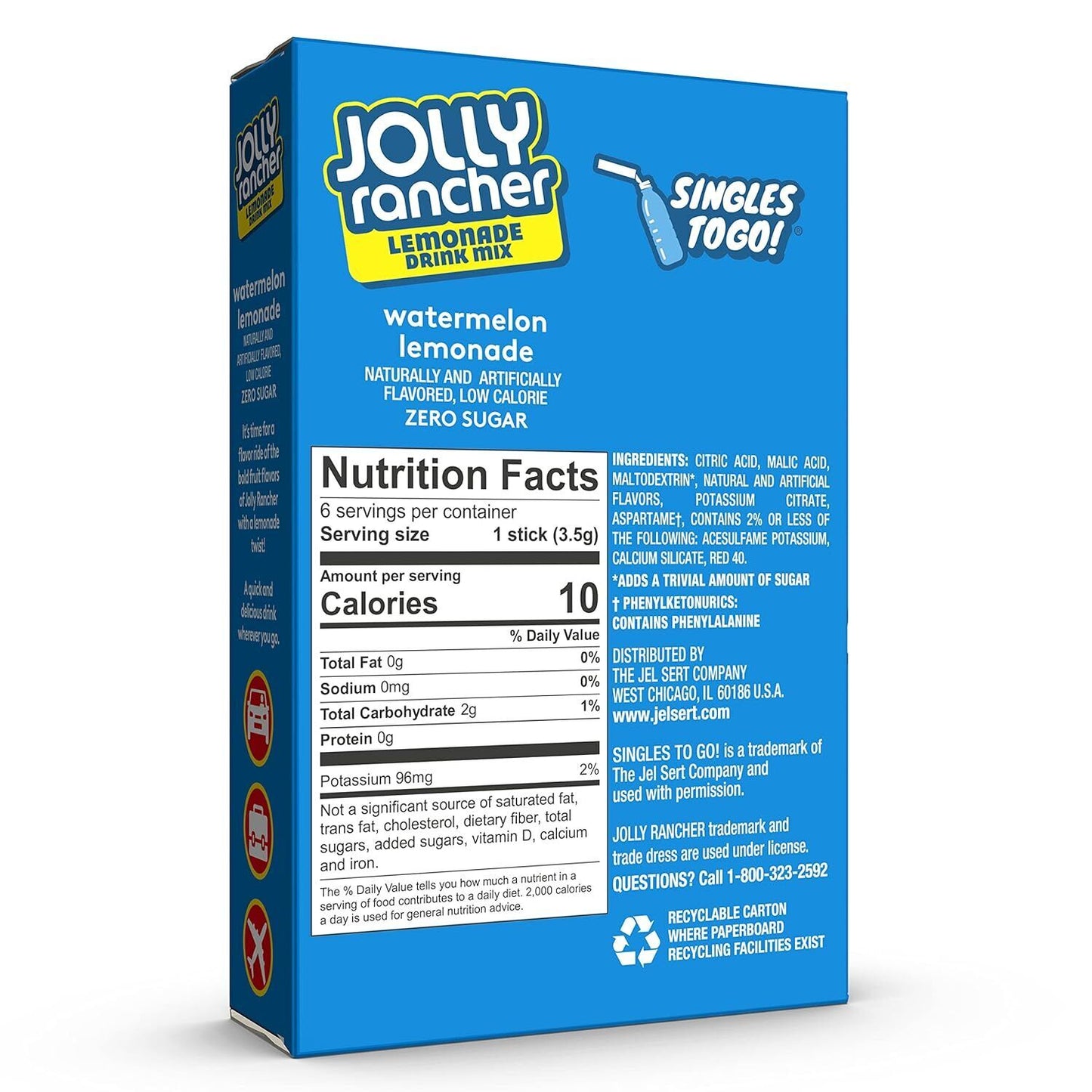 Jolly Rancher Drink Mix (sugar free powder) - 6 Flavour Choices - 6 Servings