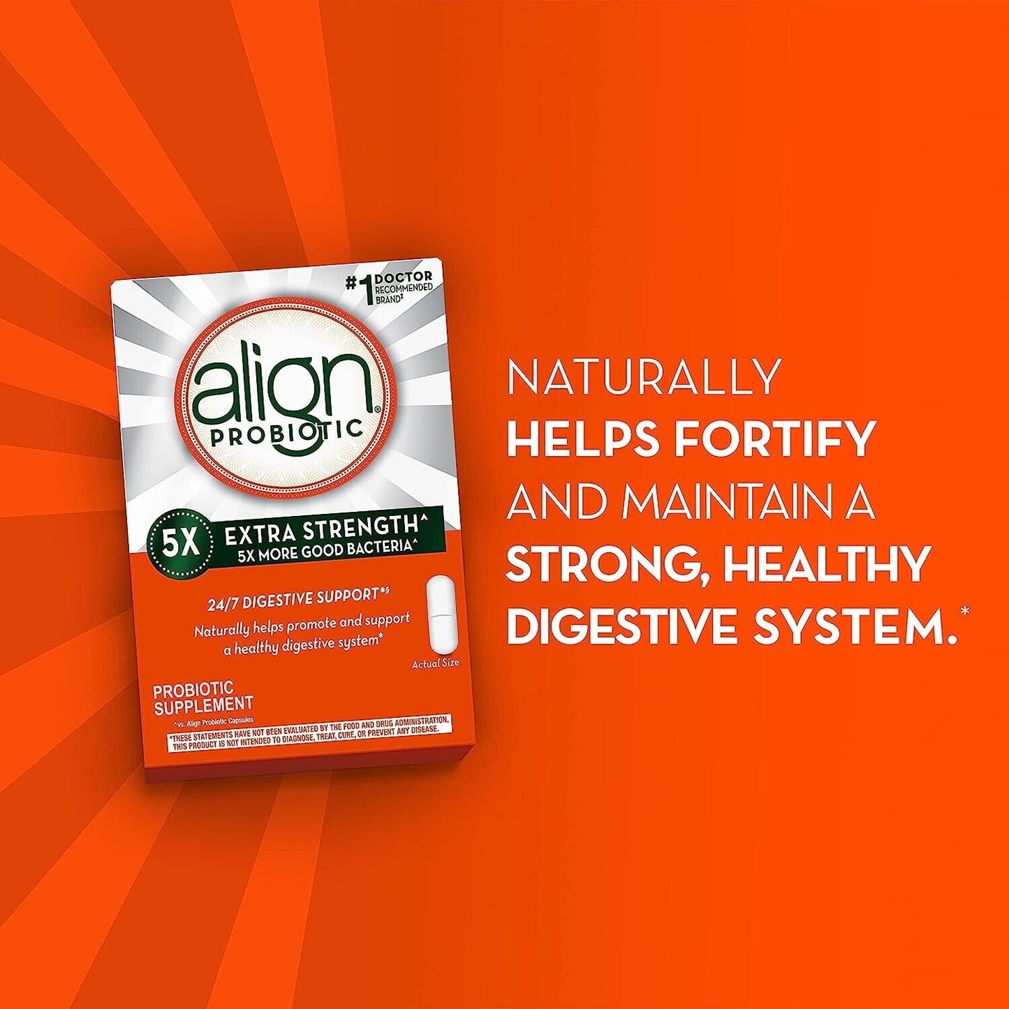Align Probiotic 5X EXTRA STRENGTH 5-Billion CFU Digestive Health Support 21 Caps