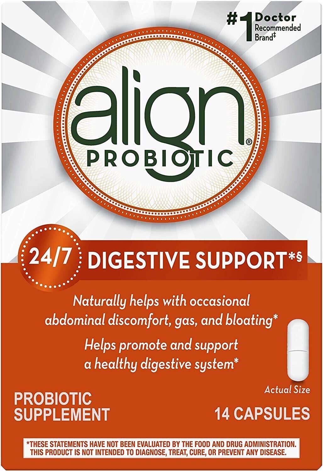 Align Probiotic Supplement 1-Billion CFU Daily Digestive Health Support 14 Caps
