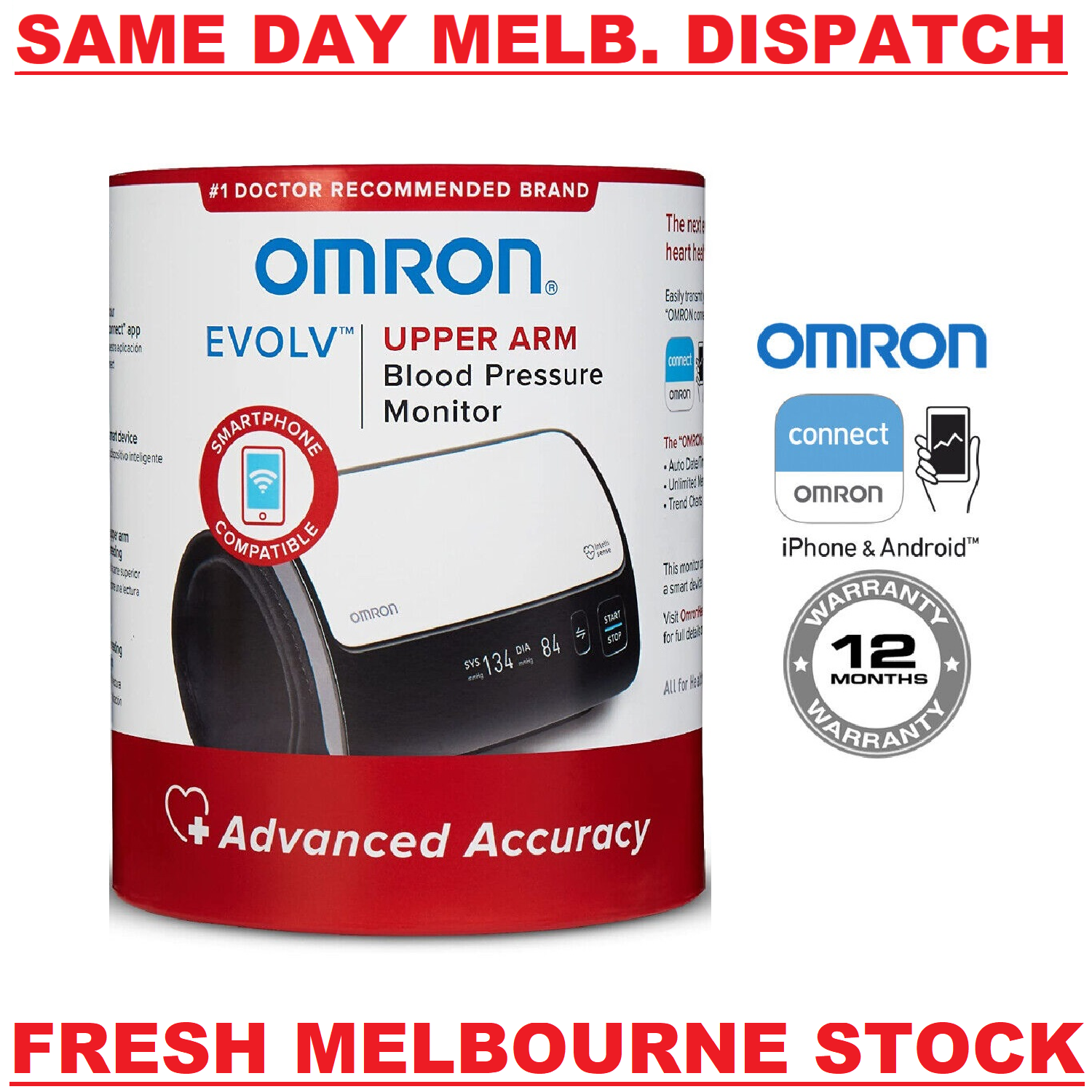 OMRON BP7000 Evolv Bluetooth Wireless Upper Arm Blood Pressure Monitor ...