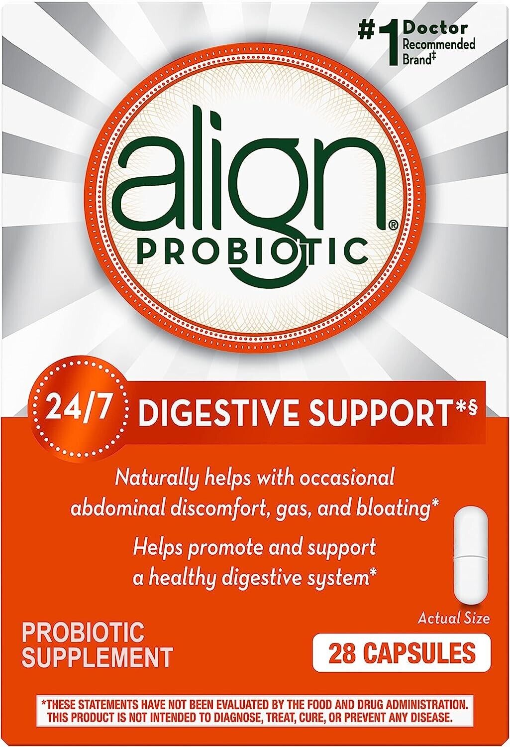 Align Probiotic Supplement 1-Billion CFU Daily Digestive Health Support 28 Caps
