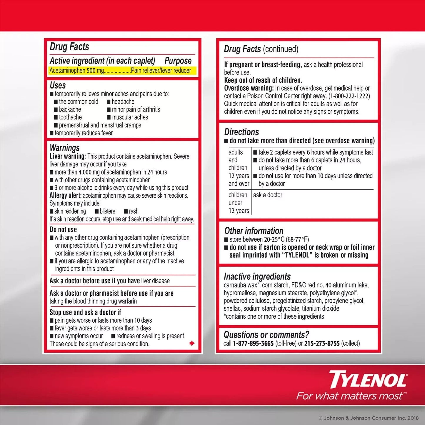 Tylenol Extra Strength Pain Relief Caplets 325 ct. Acetaminophen 500mg AU Stocks