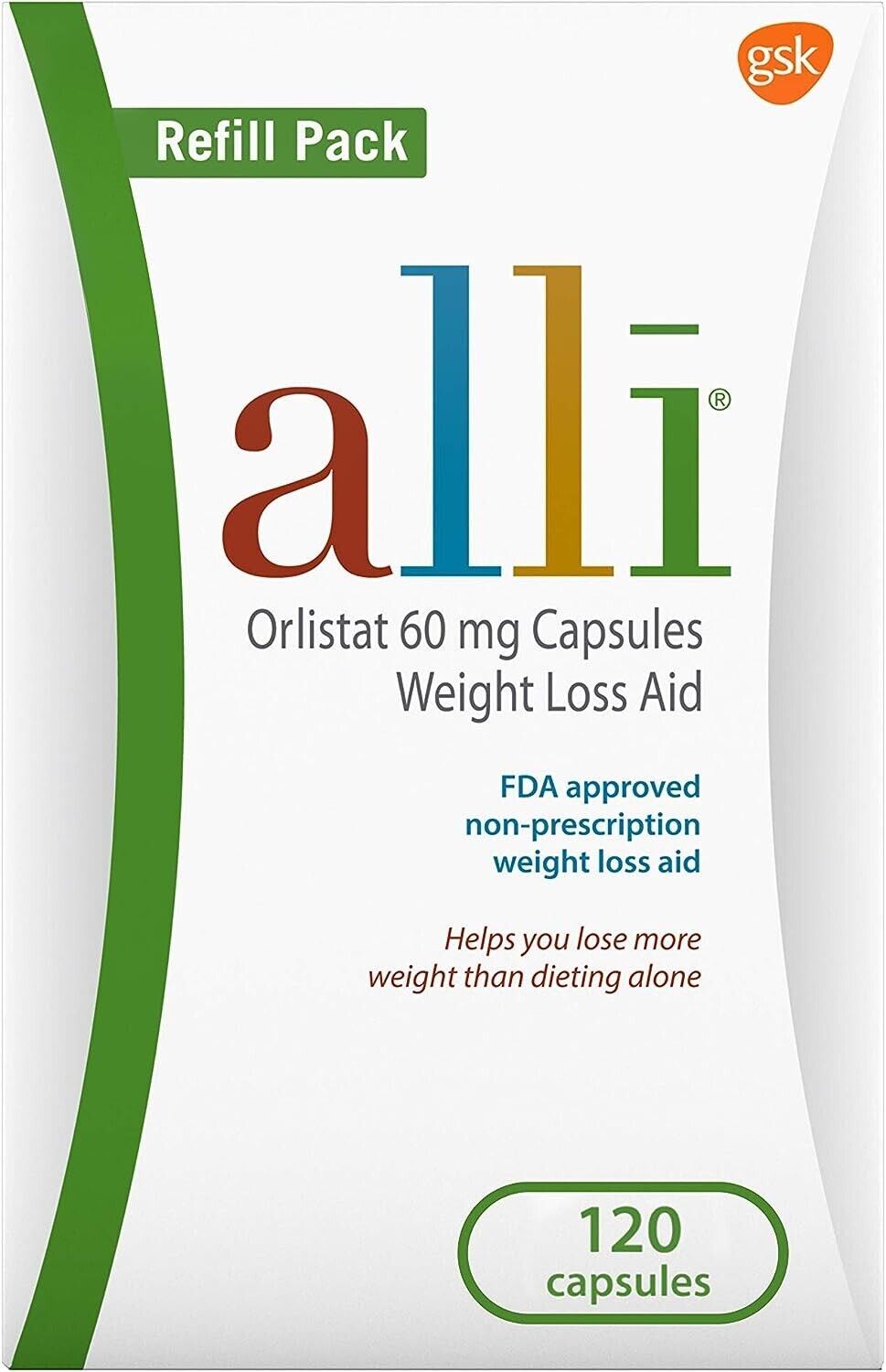 alli Weight Loss Aid 60mg Pill - Diet Slimming Fat Blocker Detox - 120 Capsules