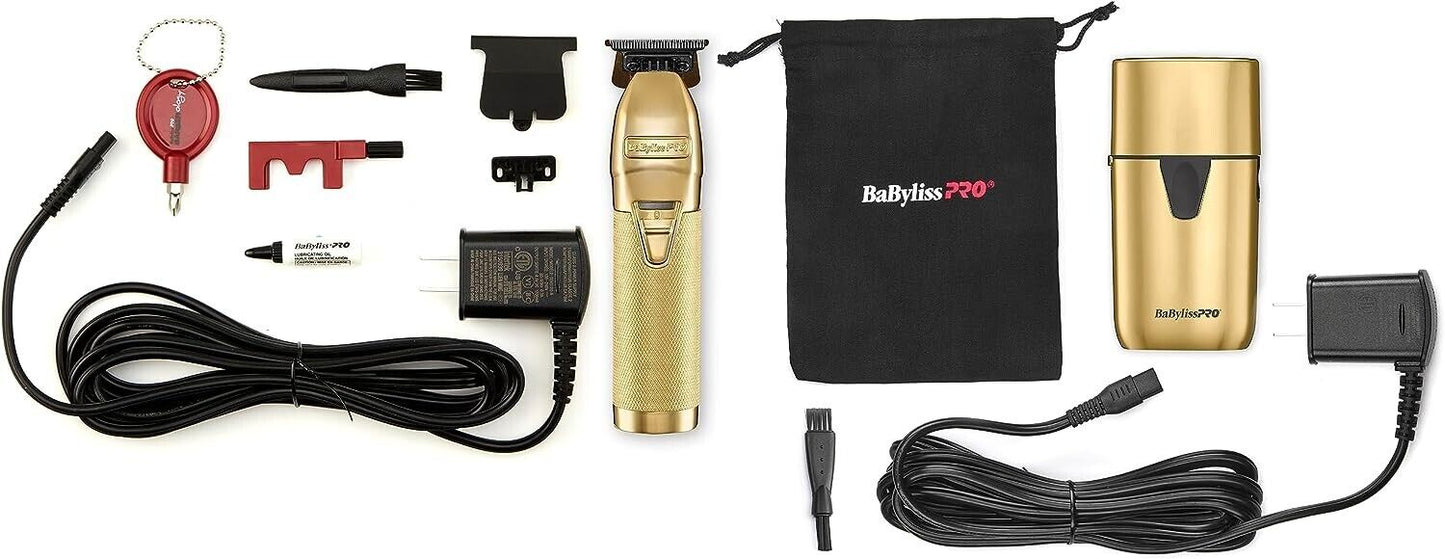 BabylissPRO LimitedFX Collection GOLDFX Trimmer + UVFOIL Single Foil Shaver GOLD