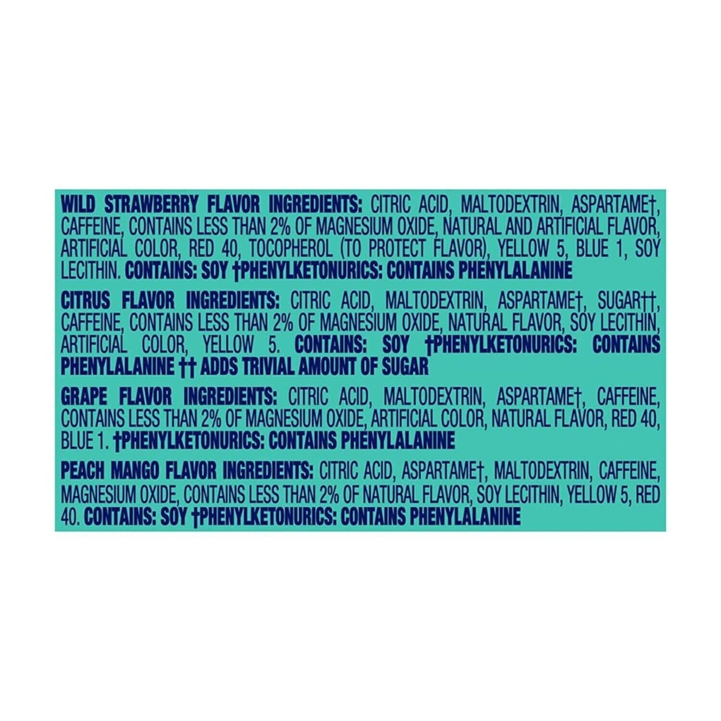 Crystal Light Sugar Free Energy Drink Powder - Fruit Flavours - 44 Servings