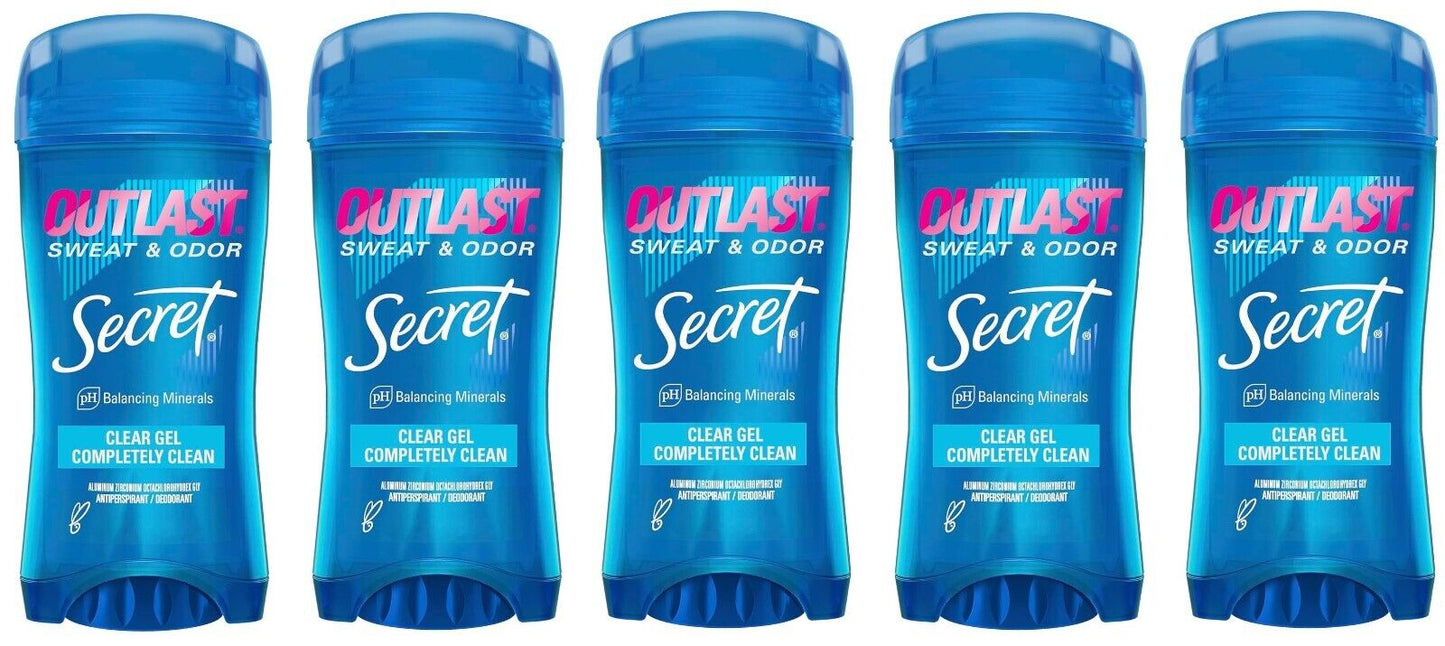 SECRET Outlast 72HR Clear Gel Antiperspirant Deodorant COMPLETELY CLEAN 1/3/5 PK