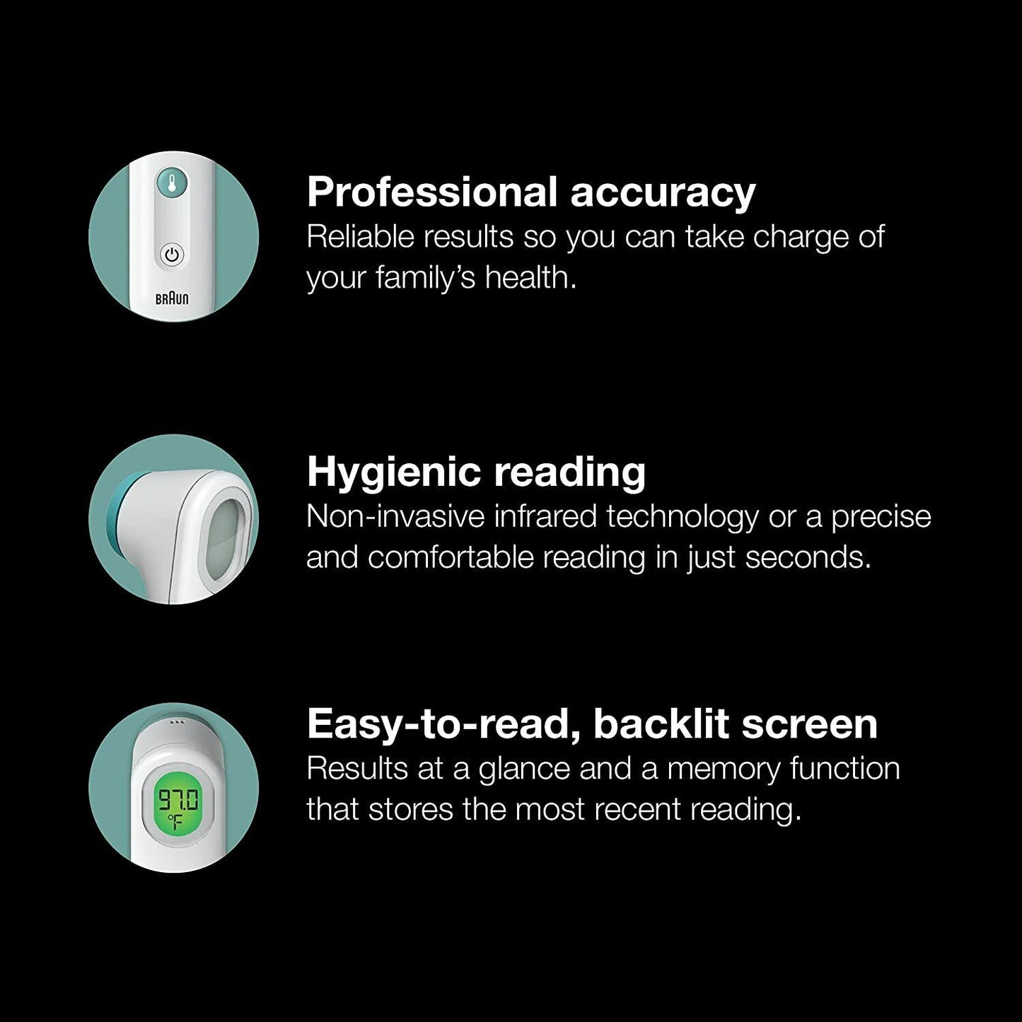 BRAUN Forehead Thermometer BFH175 Professional Accuracy Infants Children Adults
