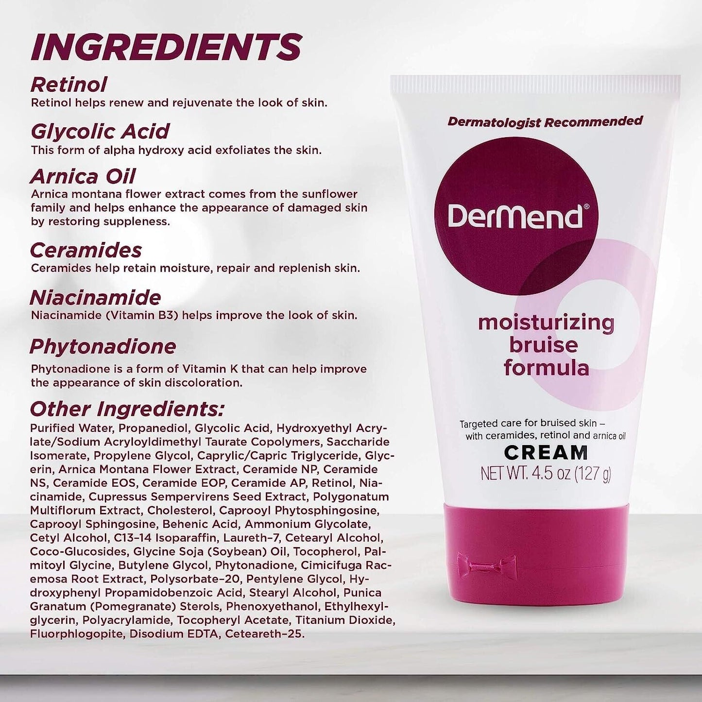 DerMend Moisturising Bruise Cream - Protect, Soothe and Heal Bruised Skin - 127g