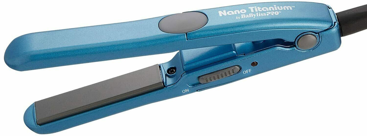 BabylissPro Nano Titanium 13mm Ceramic Mini Hair Straightener Travel Size 220°C
