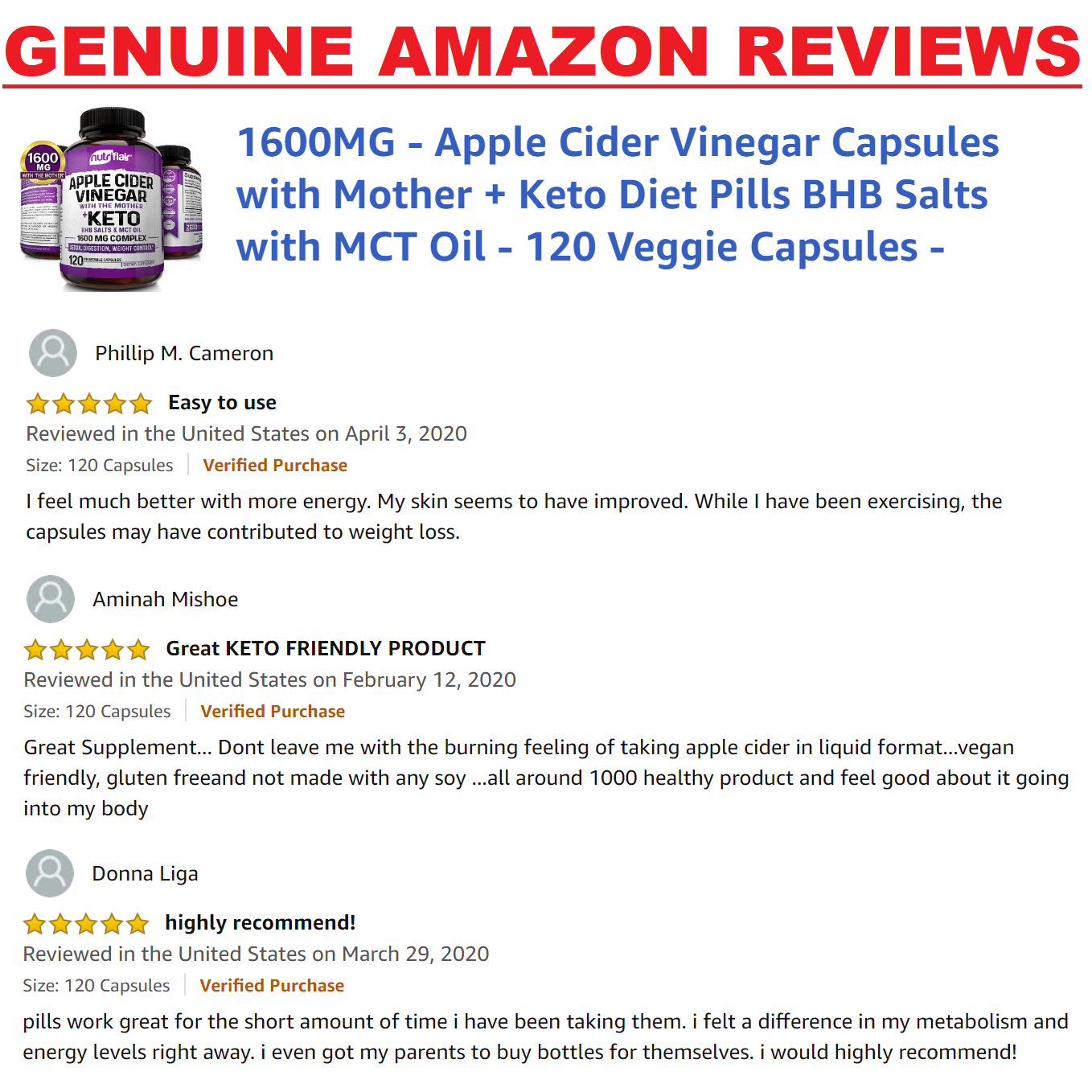 NutriFlair Apple Cider Vinegar + KETO BHB Diet Pills 120c ADVANCED WEIGHT LOSS