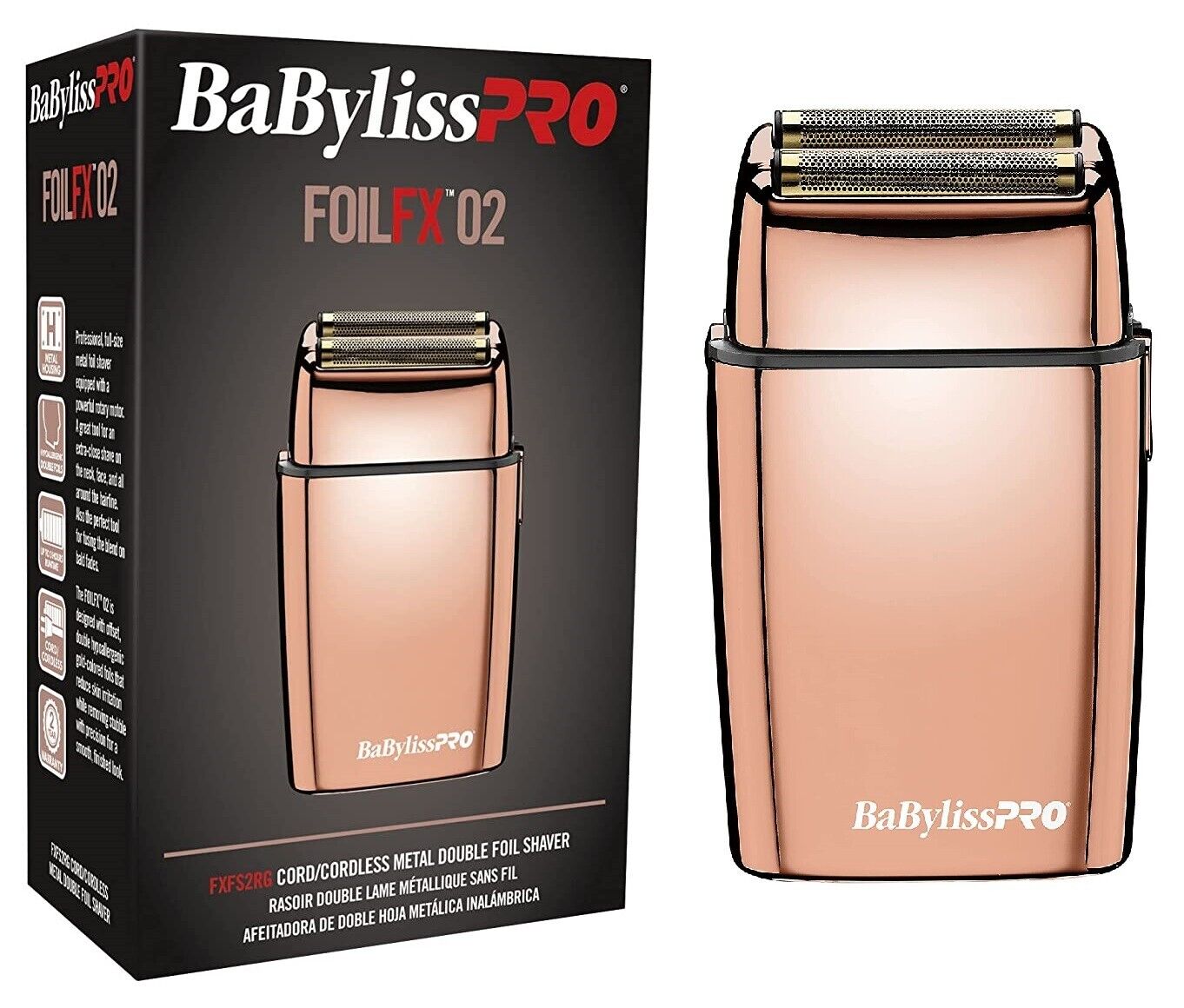 BabylissPRO FoilFX02 Metal Double Foil FX02 Hair Shaver Fade FXFS2RG ROSE GOLD