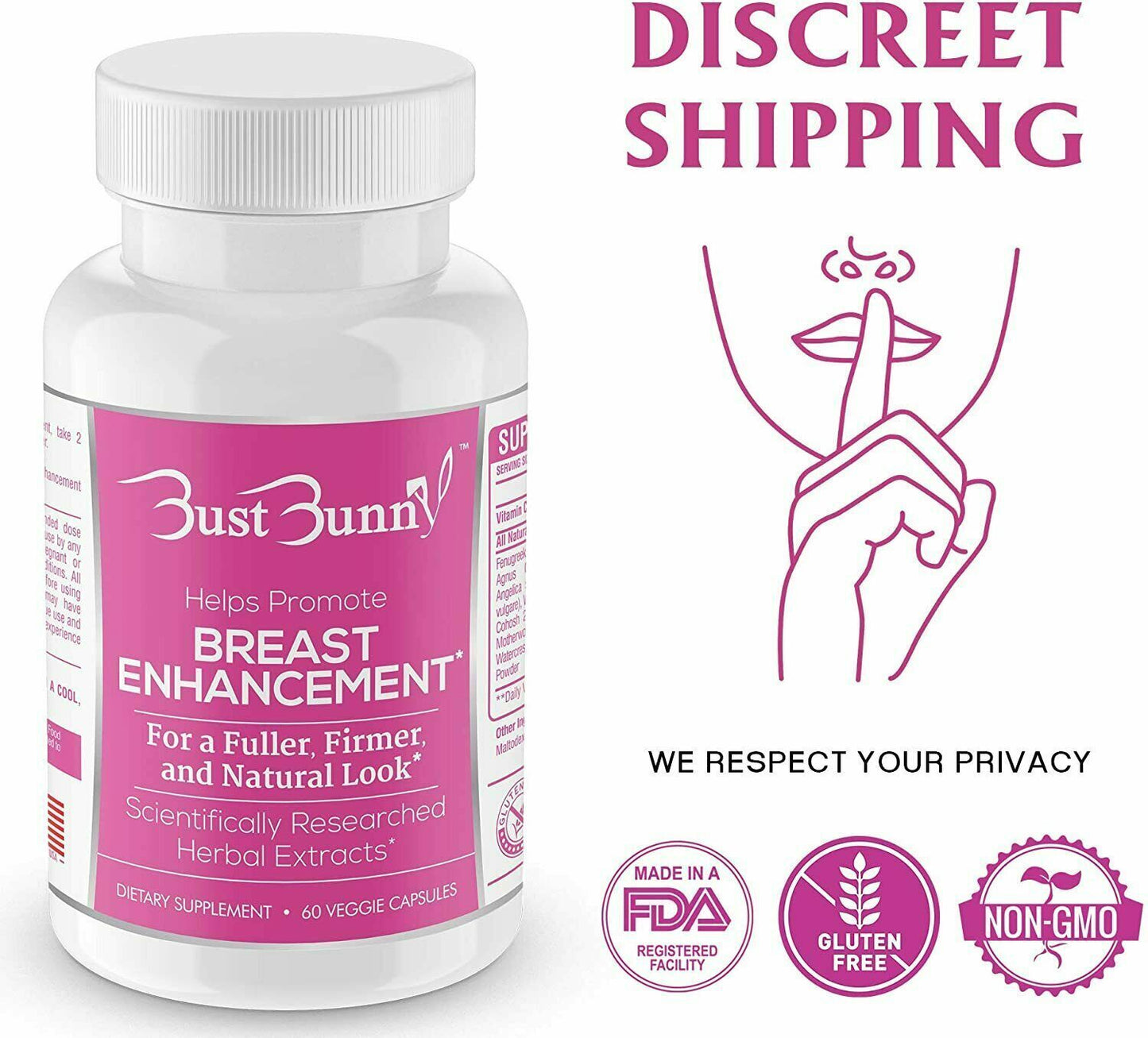HERBAL BREAST ENLARGEMENT PILLS Natural Enhancement Growth Formula Supplement Bust Bunny BustBunny