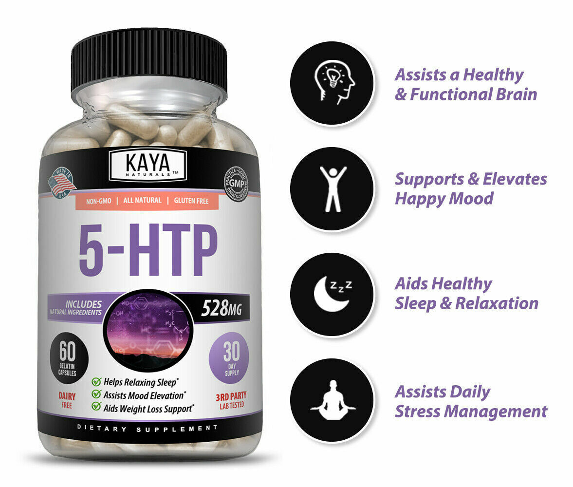 5-HTP 528mg MAX STRENGTH Sleep Aid Stress Weight Loss 60 Caps FREE EXPRESS POST!