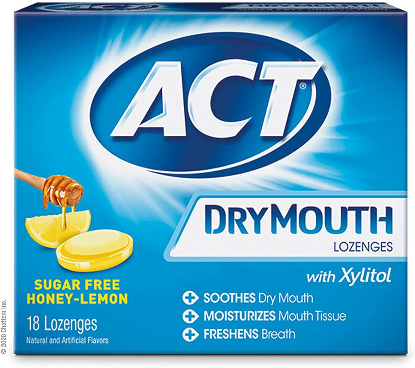 ACT Dry Mouth Relief and Moisturizing Lozenges + Xylitol - Honey Lemon 18 Pack