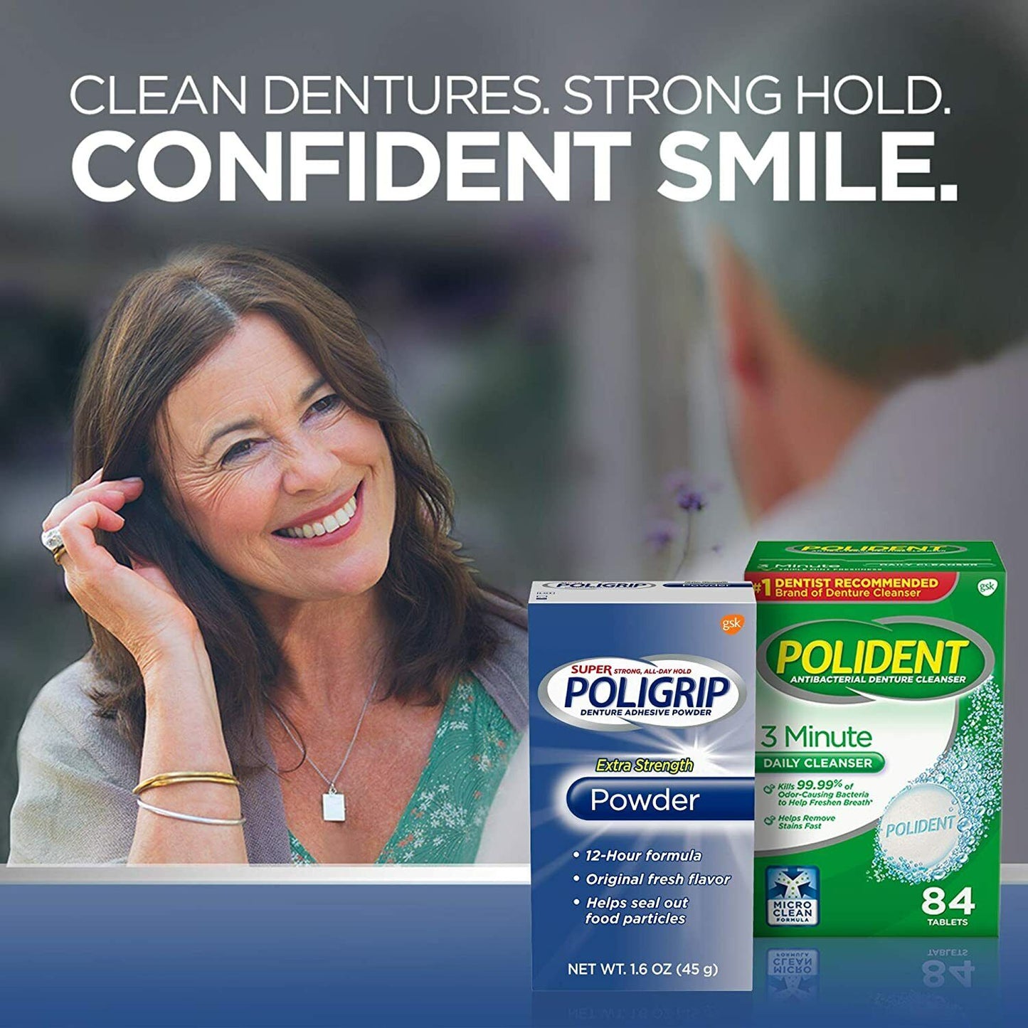 Super Poligrip Extra Strength Denture Adhesive Powder 45g ZINC FREE MELB STOCK
