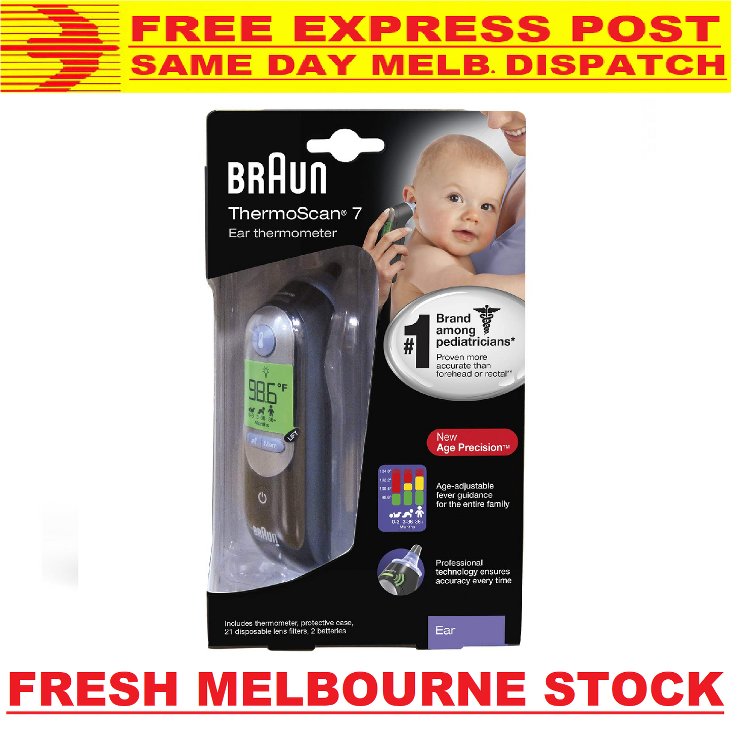 Braun IRT6520 ThermoScan 7 Ear Professional Thermometer Age Precision Black NEW