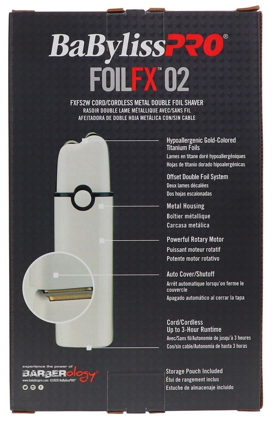 BabylissPRO FoilFX02 Metal Double Foil FX02 Hair Shaver Babyliss FXFS2W WHITE