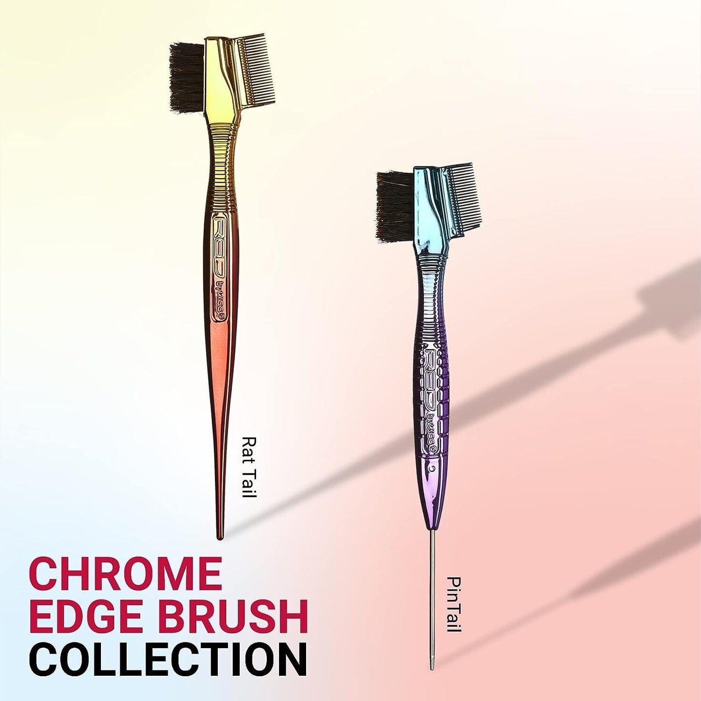 RED by Kiss HH04 Chrome Edge Brush Double Sided 3in1 Rat Tail Hairdressing Comb