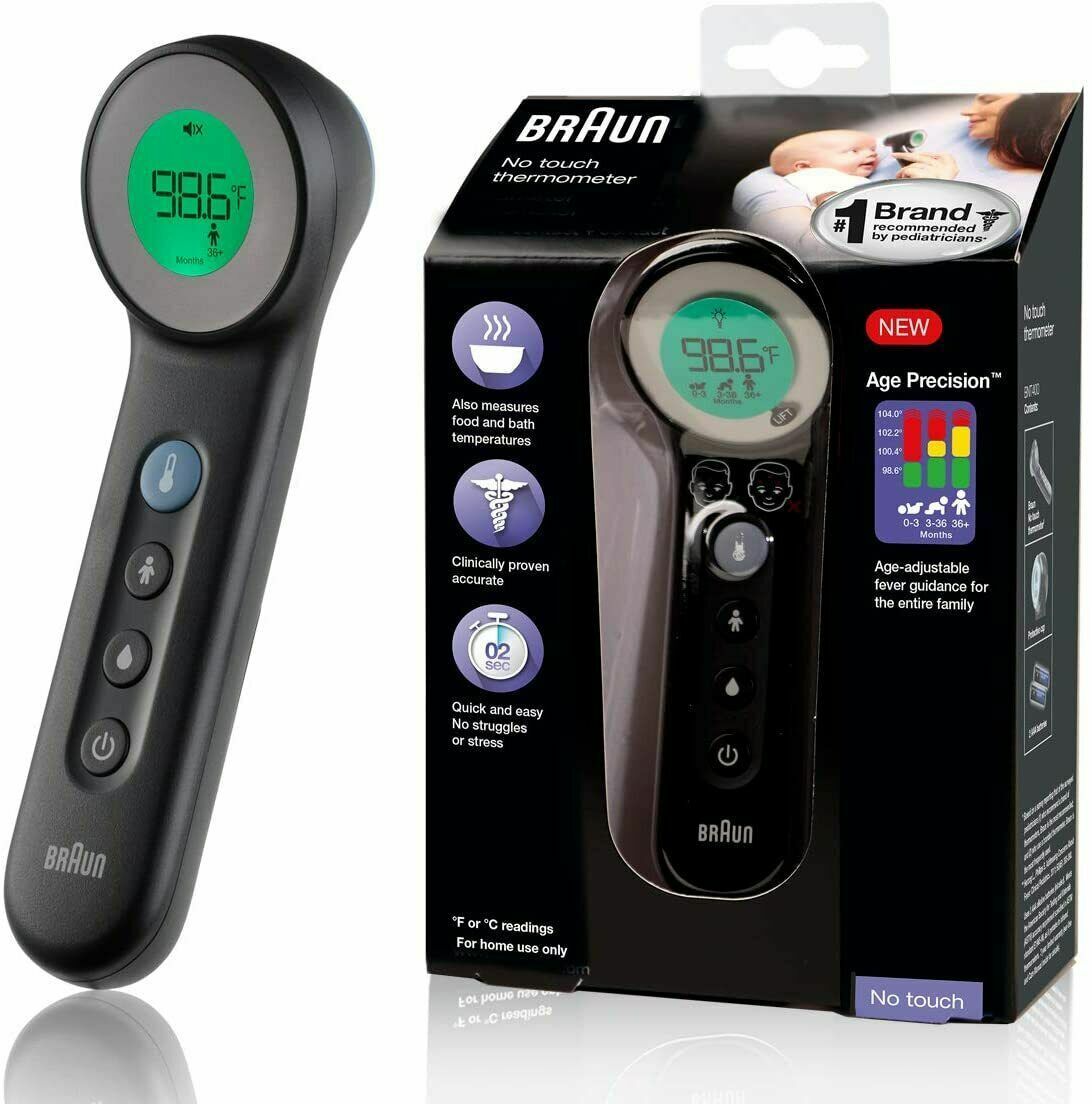 Braun No Touch 3-in-1 Thermometer BNT400 Age Precision Touchless Infrared IR NEW
