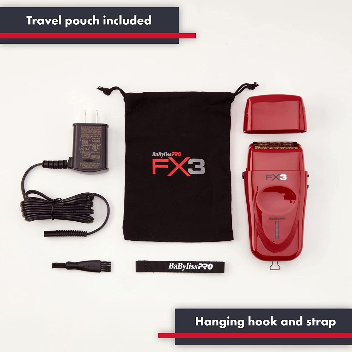 BabylissPRO FX3 Titanium Lithium Double Foil Hair Shaver Babyliss PRO FXX3S RED