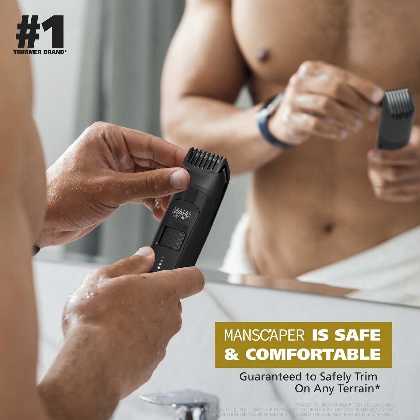 WAHL MANSCAPER Cordless Waterproof Trimmer for Groin and Body Grooming 5618-100