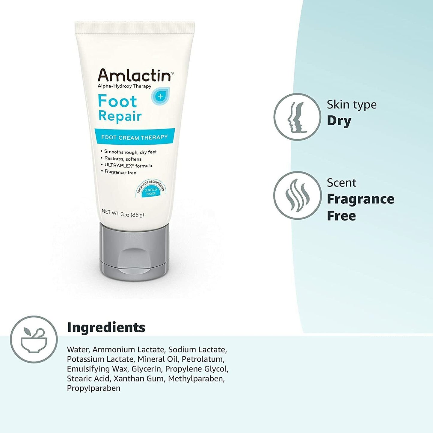 AmLactin Daily Foot Repair Cream Alpha-Hydroxy Therapy for Dry, Rough Feet - 85g