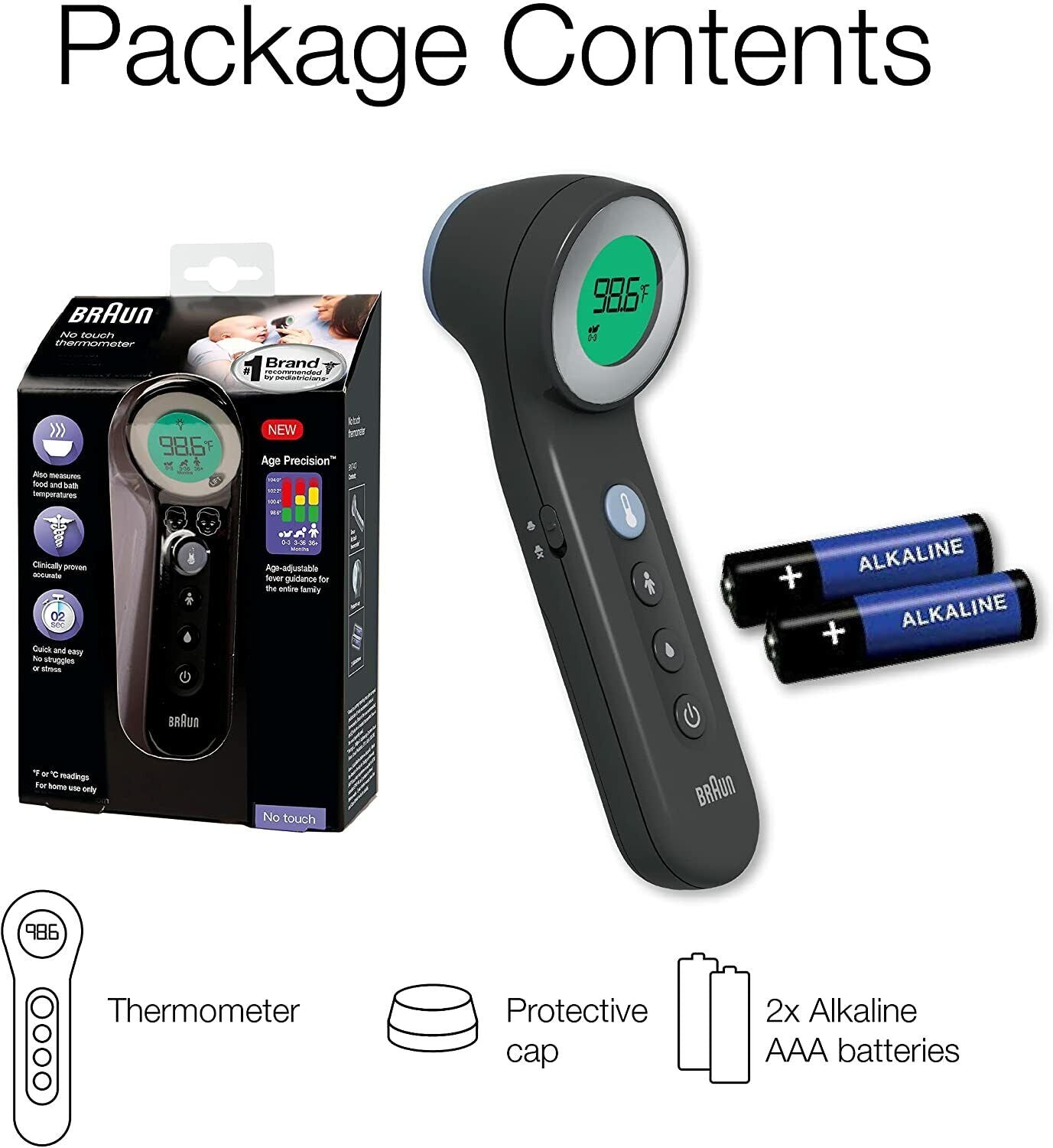 Braun No Touch 3-in-1 Thermometer BNT400 Age Precision Touchless Infrared IR NEW