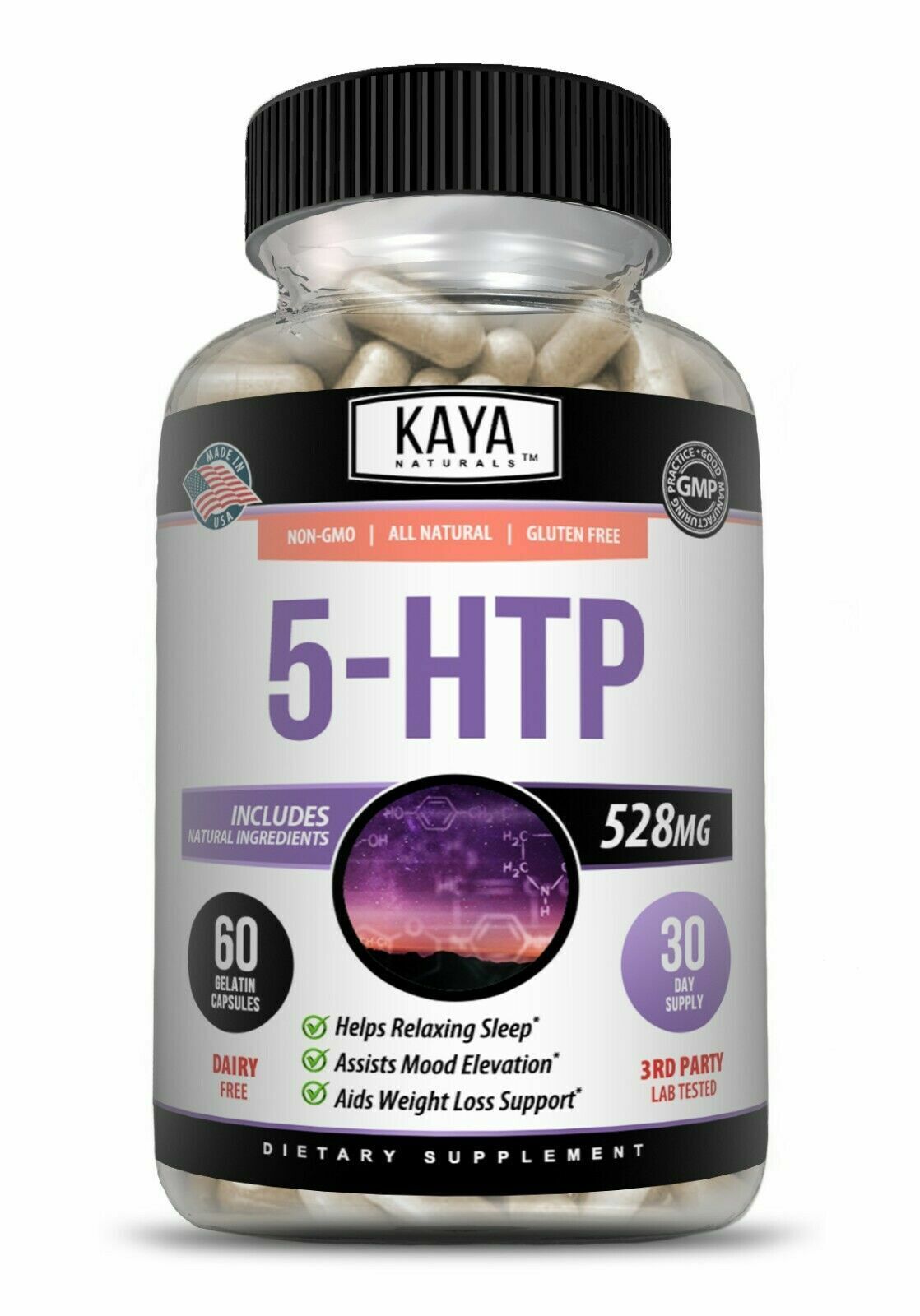 5-HTP 528mg MAX STRENGTH Sleep Aid Stress Weight Loss 60 Caps FREE EXPRESS POST!