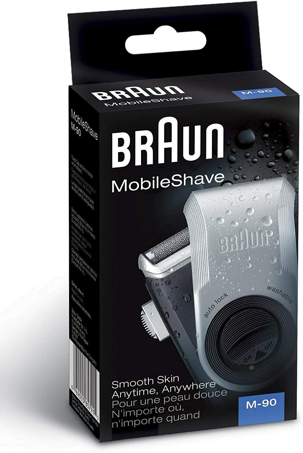 Braun Mens Mobile Shaver Precision Trimmer M-90 Washable Travel Battery Operated
