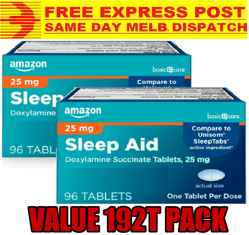 Amazon Care SLEEP AID 25mg 192 Tablets FRESH MELBOURNE STOCK - FREE EXPRESS POST