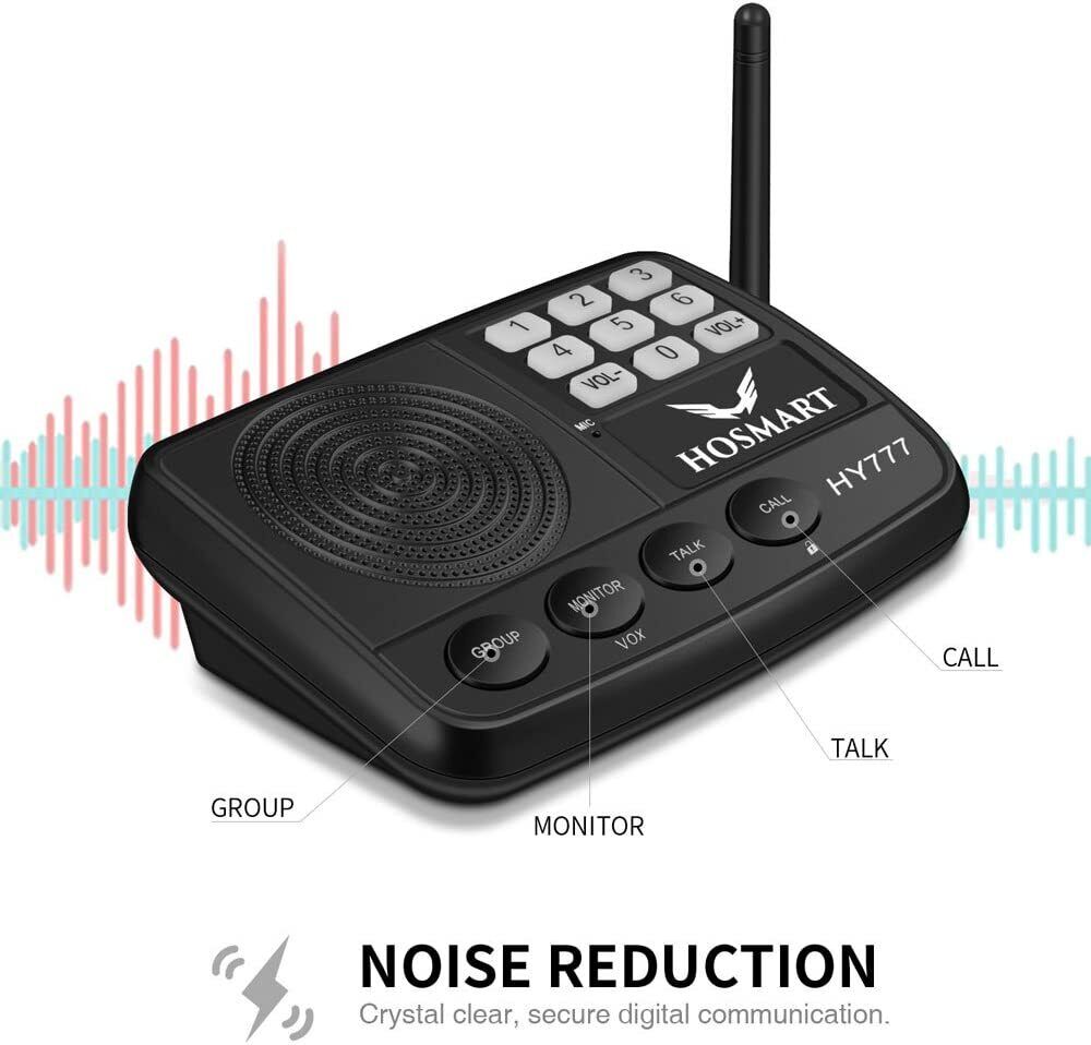 Hosmart Wireless Intercom System 1/2 Mile Long Range 7Channel Security 2 Station