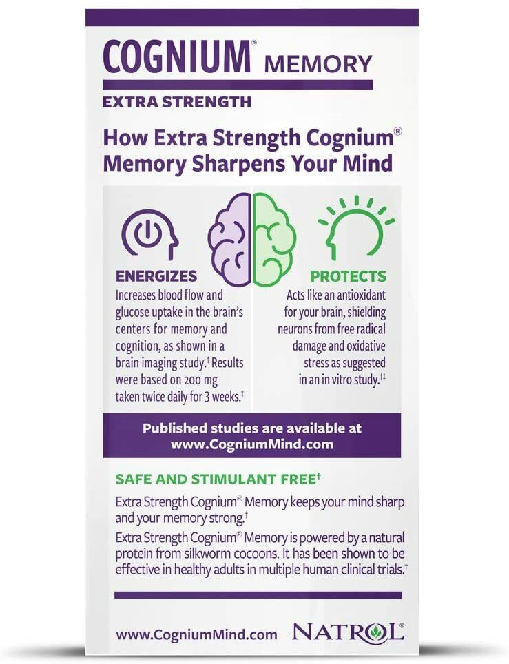 Natrol Cognium EXTRA STRENGTH Memory Cognitive Function 60 Tabs - FREE EXPRESS