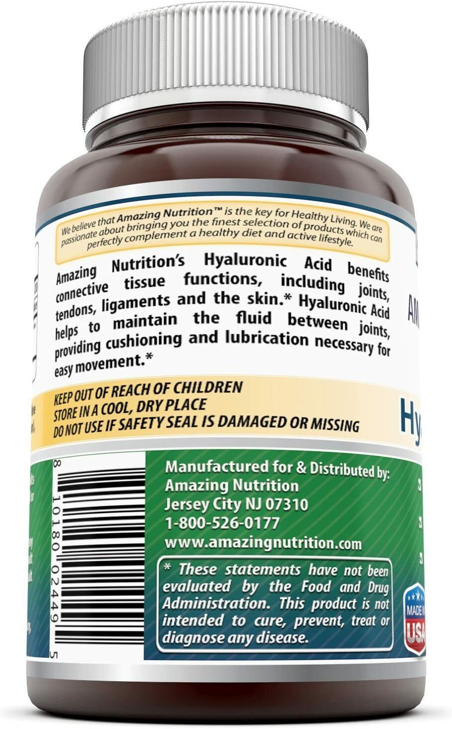 AMAZING FORMULAS HYALURONIC ACID 100mg Anti-Aging 120 Capsules FREE EXPRESS POST