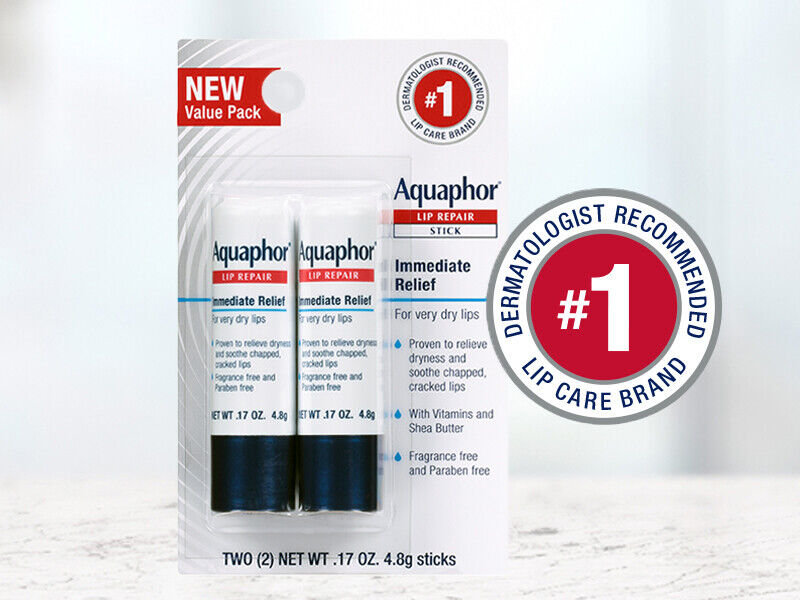 Aquaphor Lip Repair Stick - 2 Pack - Soothes Dry Chapped Lips - NEW & SEALED