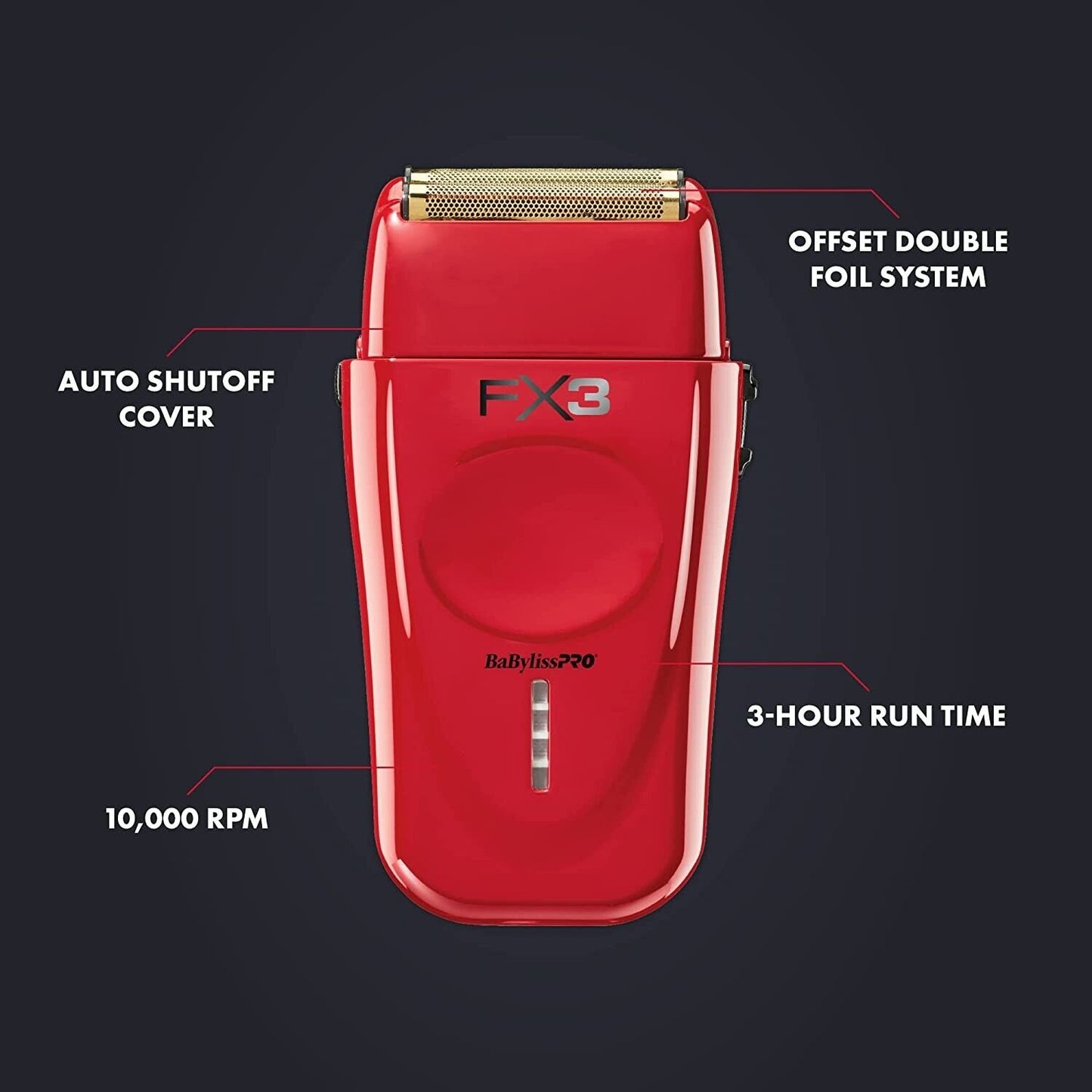BabylissPRO FX3 Titanium Lithium Double Foil Hair Shaver Babyliss PRO FXX3S RED