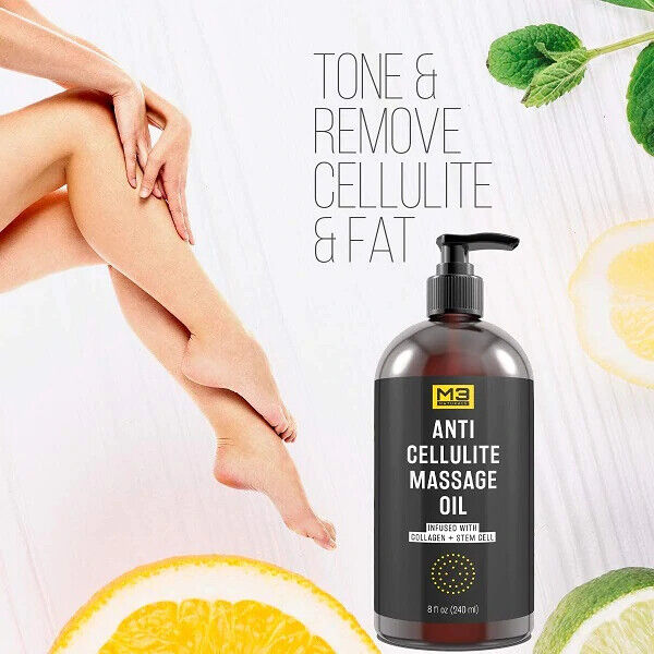 M3 NATURALS ANTI CELLULITE MASSAGE OIL Collagen + Stem Cells 240mL FREE EXPRESS