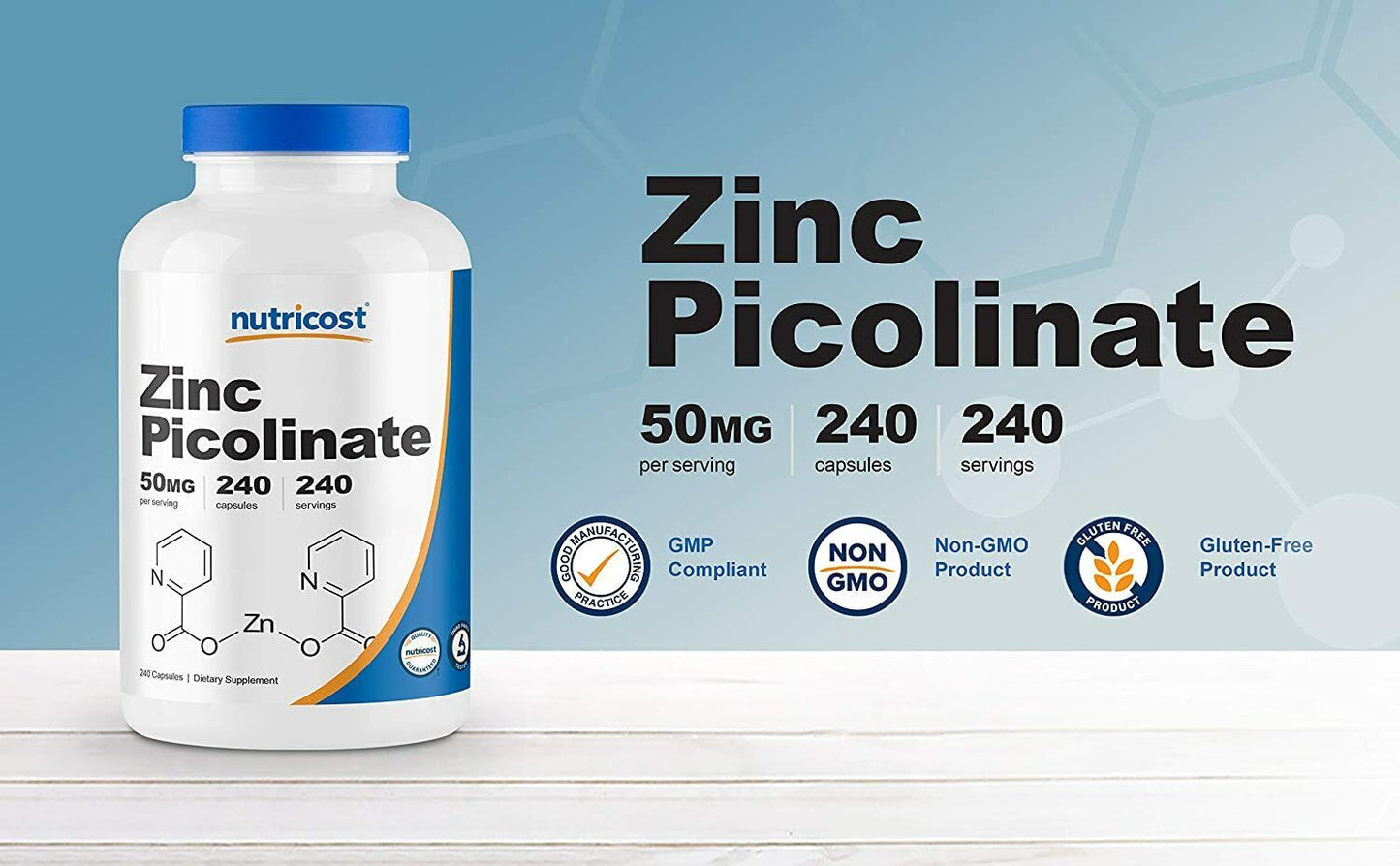 Nutricost Zinc Picolinate 50mg 240 Caps - PREMIUM Quality BEST Value MELB STOCK