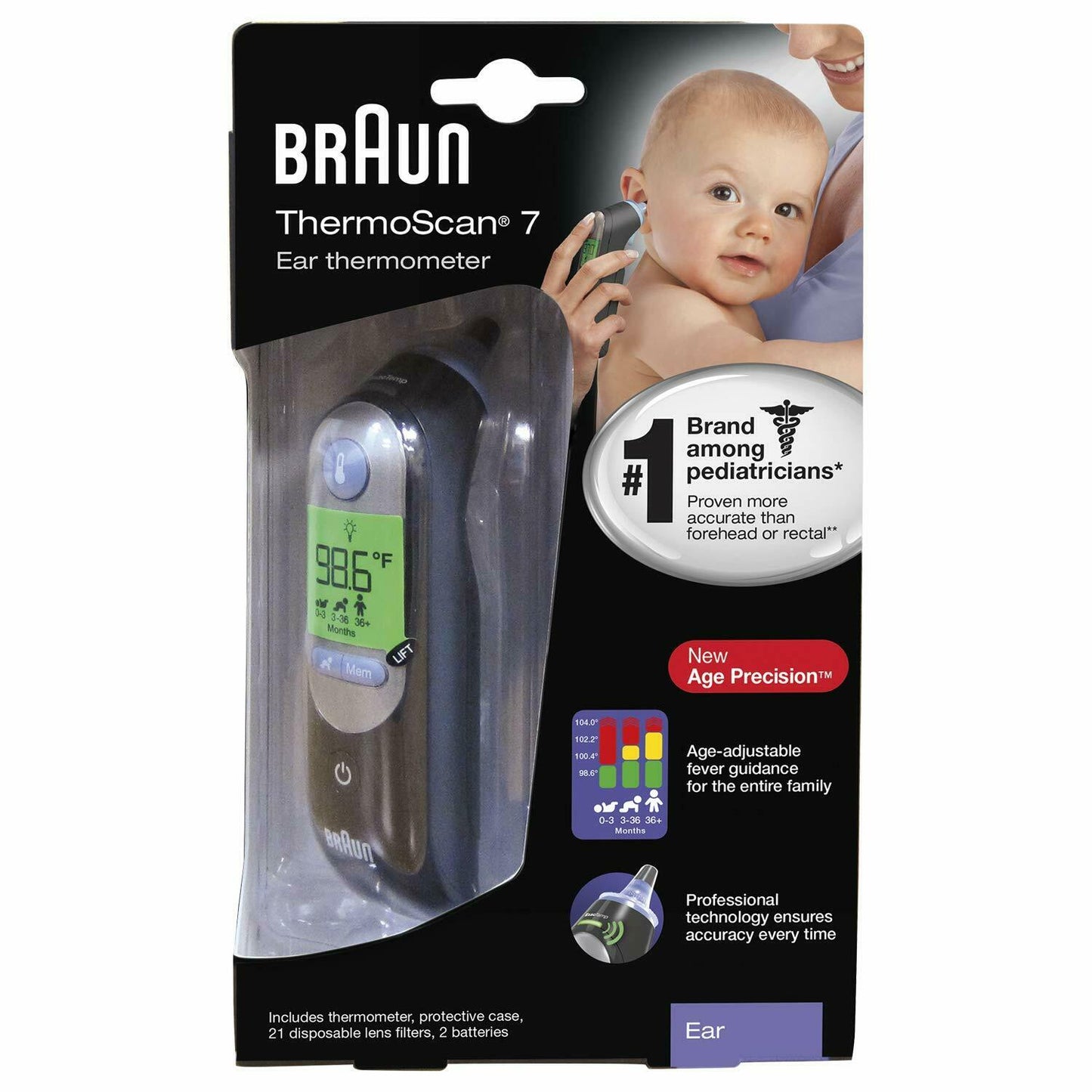 Braun IRT6520 ThermoScan 7 Ear Professional Thermometer Age Precision Black NEW