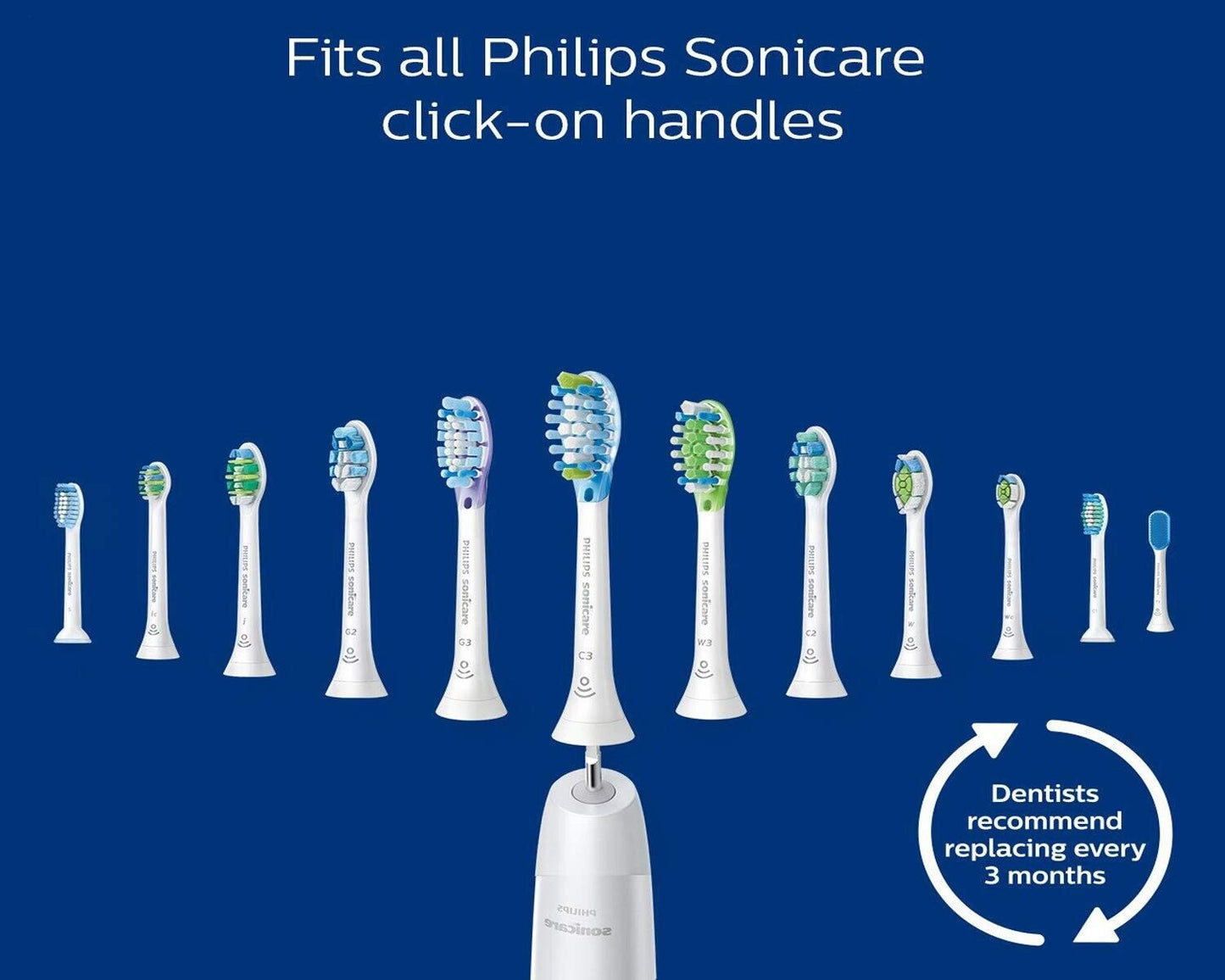 GENUINE Philips SONICARE G2 HX9033/65 Replacement Toothbrush Head WHITE - 3 PACK