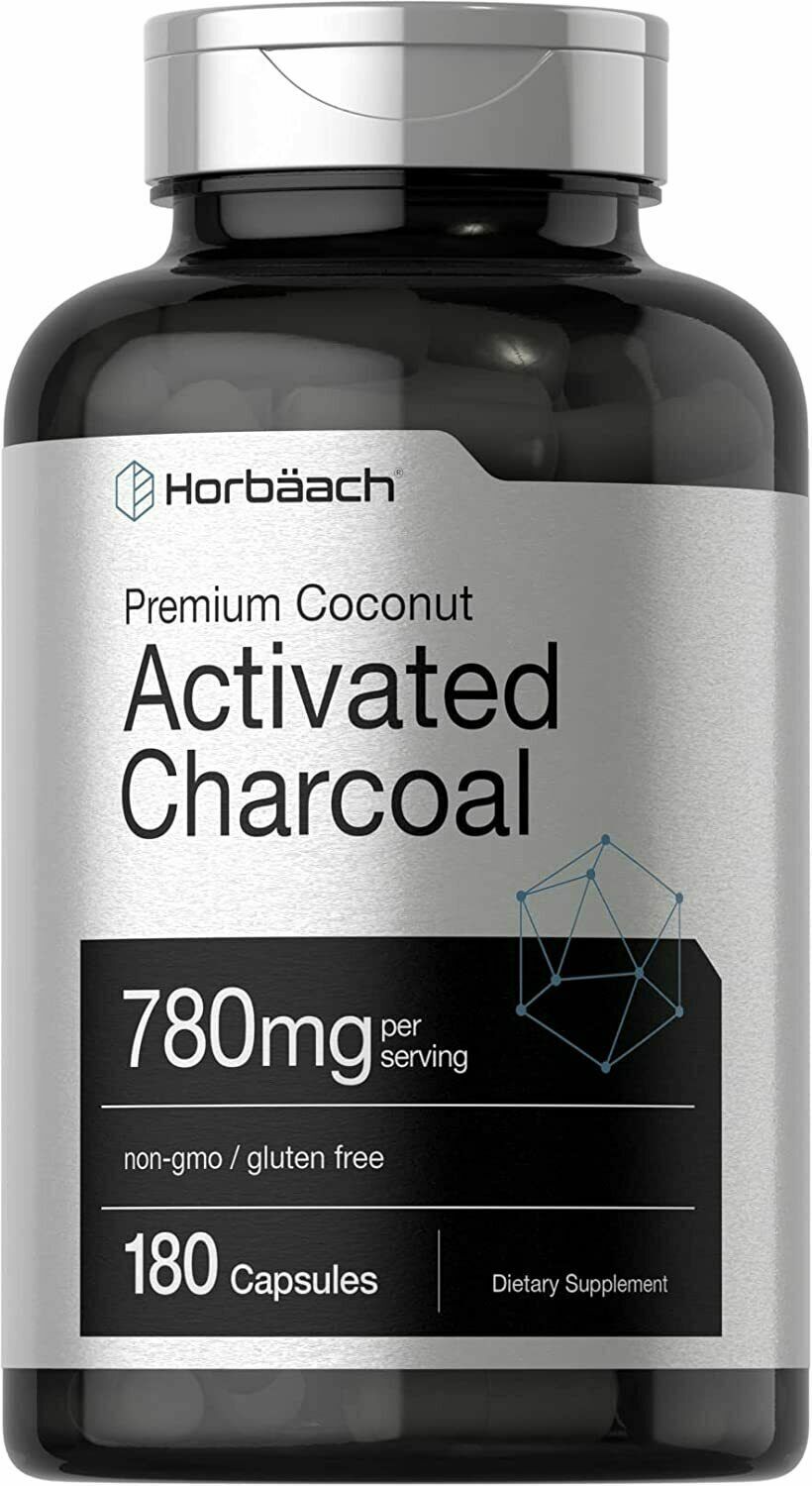 ACTIVATED CHARCOAL 780mg Horbaach HIGH DOSAGE Detox 180 Caps - FREE EXPRESS POST