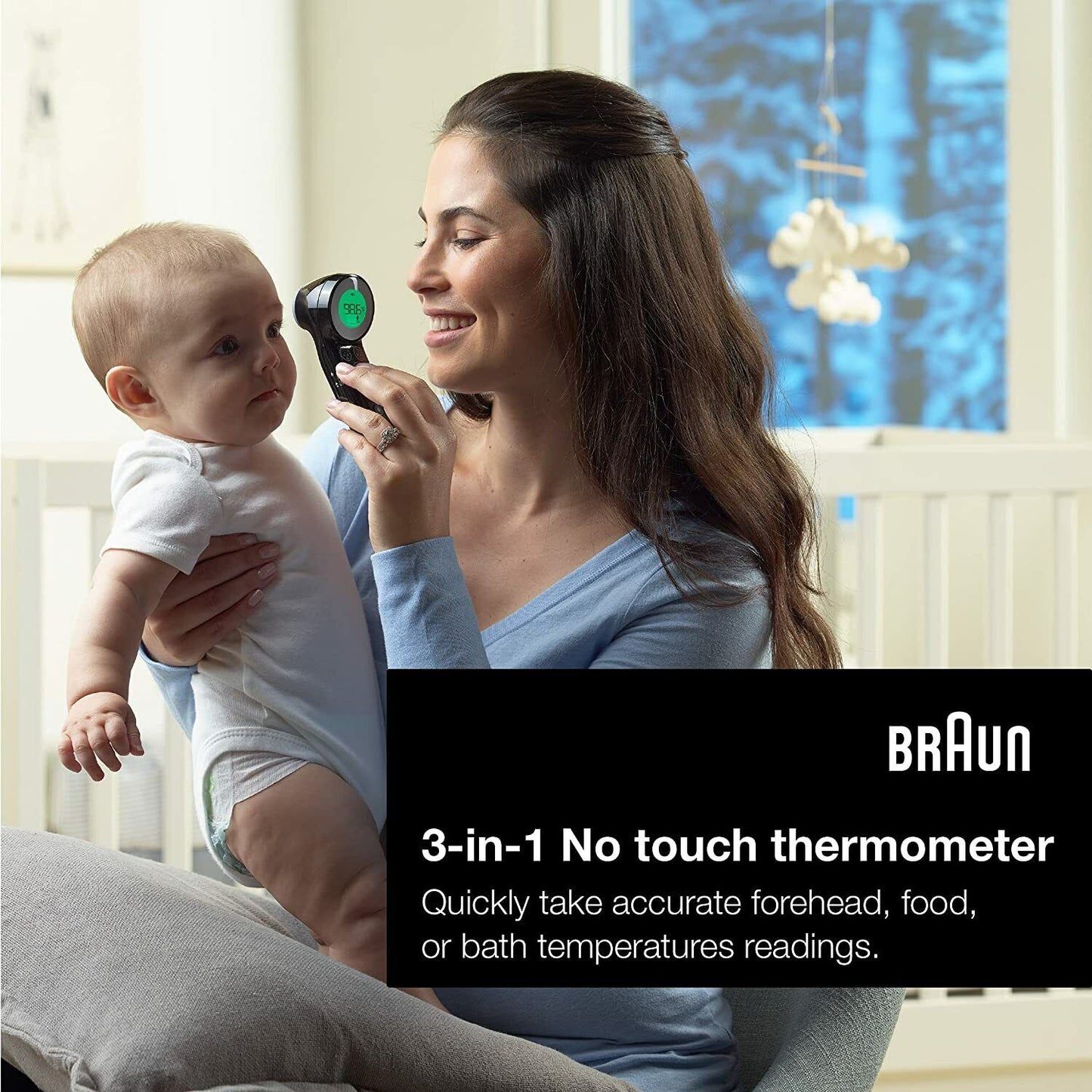 Braun No Touch 3-in-1 Thermometer BNT400 Age Precision Touchless Infrared IR NEW